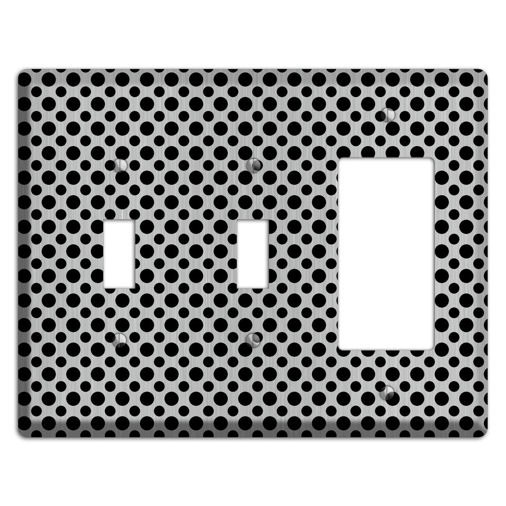 Multi Small Polka Dots Stainless Steel 2 Toggle / Rocker Wallplate