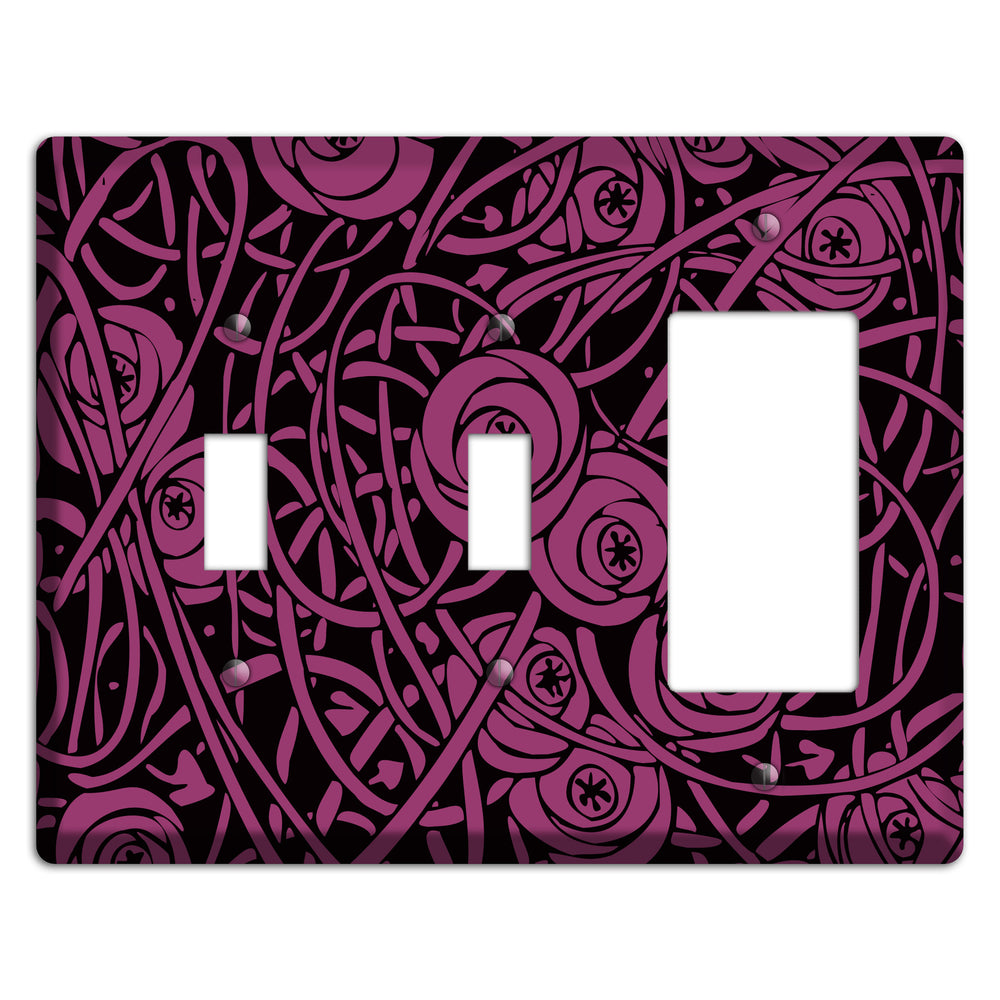 Fuschia Deco Floral 2 Toggle / Rocker Wallplate