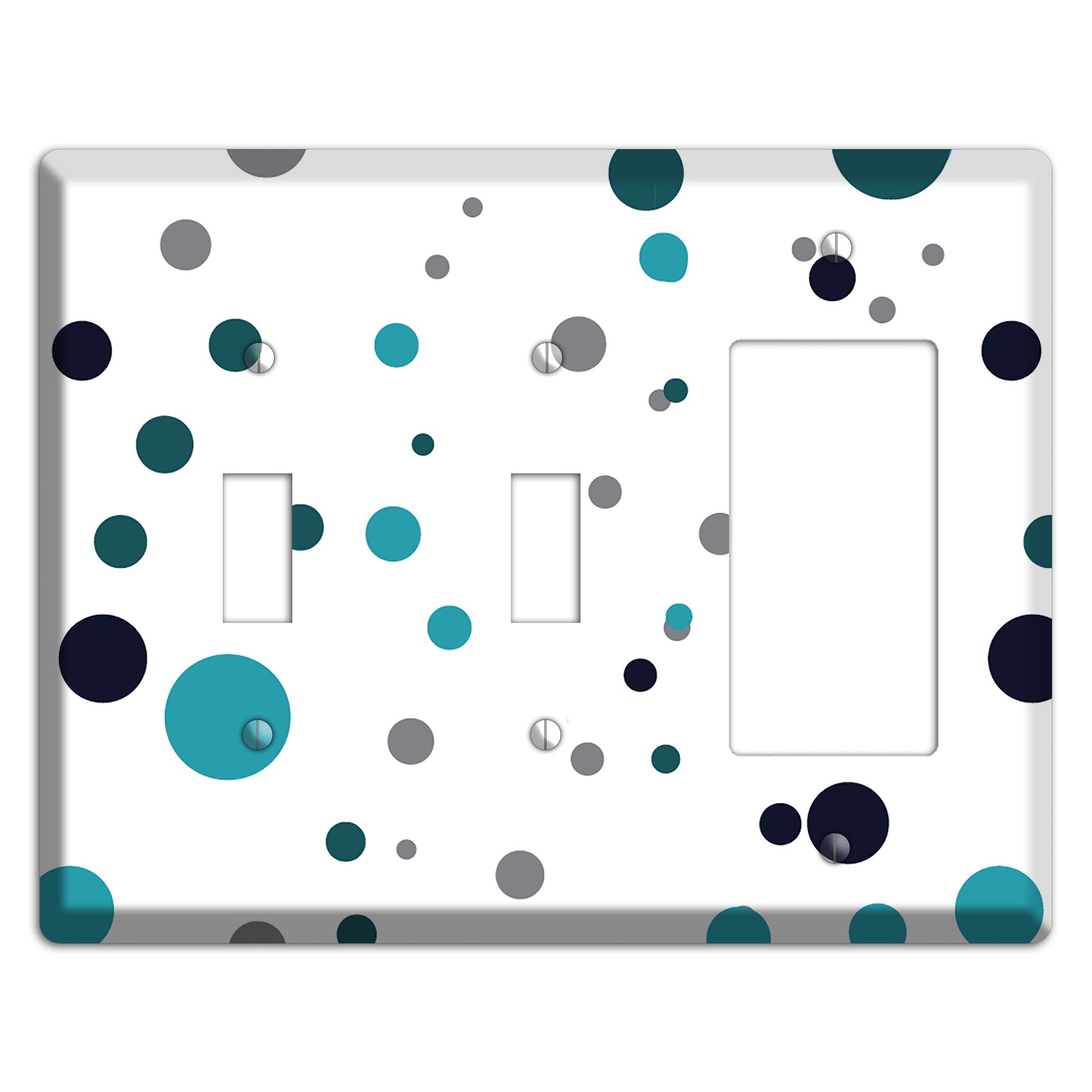 Teal and Blue Dots 2 Toggle / Rocker Wallplate