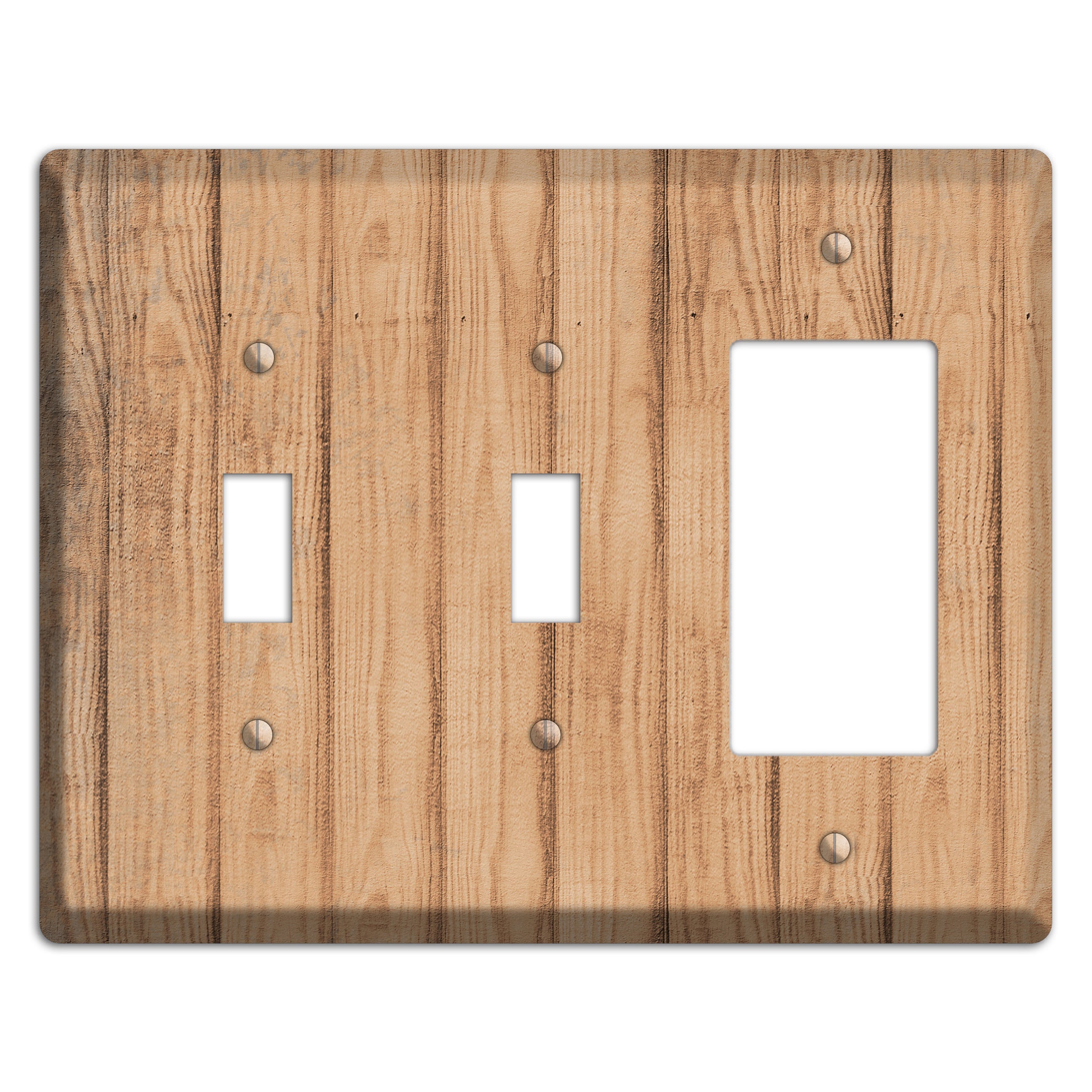 Tan Weathered Wood 2 Toggle / Rocker Wallplate