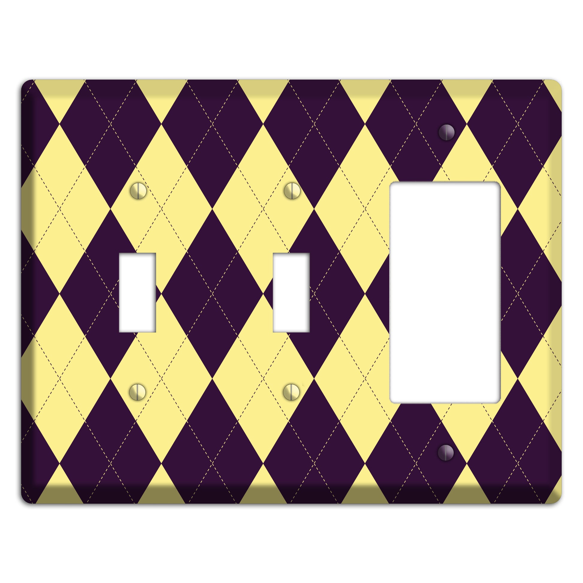 Yellow and Black Argyle 2 Toggle / Rocker Wallplate