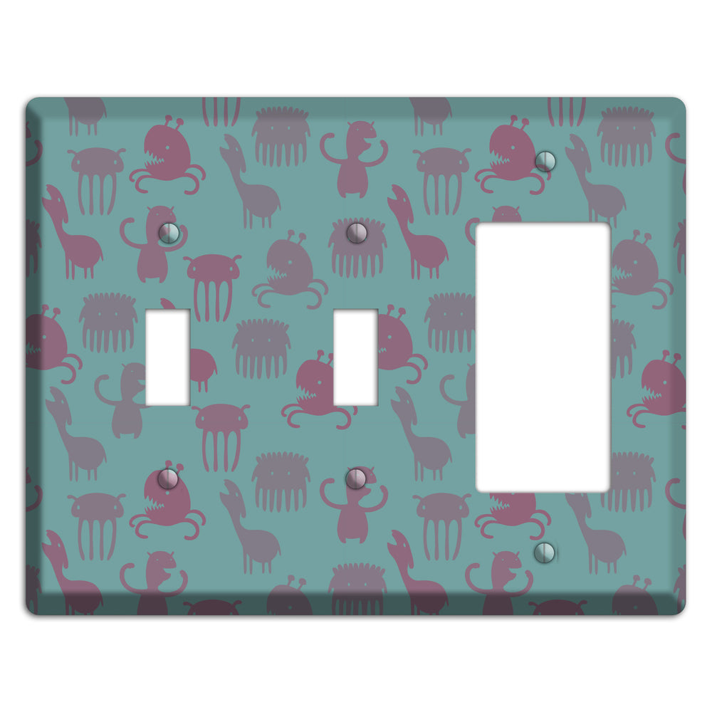 Sily Monsters Green 2 Toggle / Rocker Wallplate