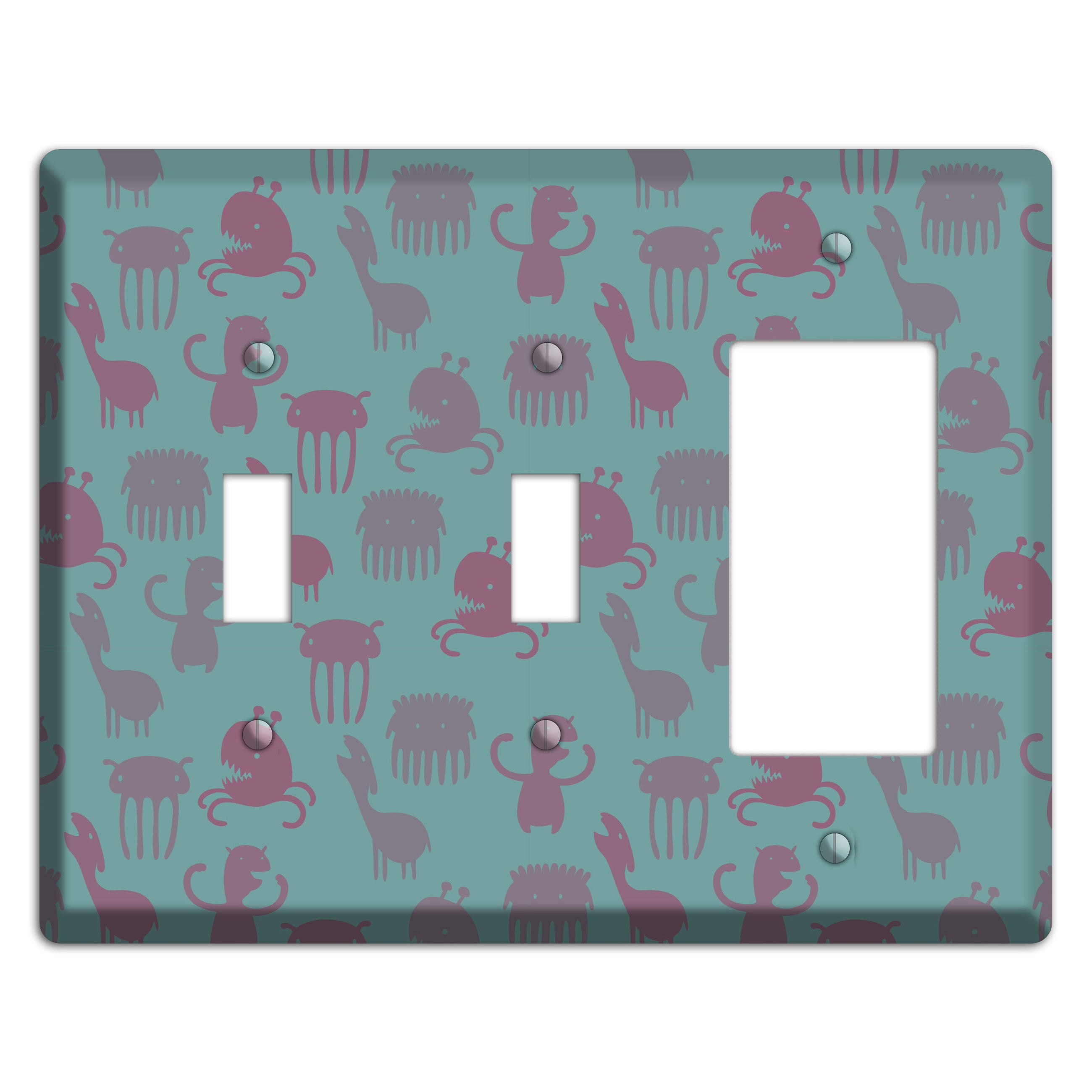 Sily Monsters Green 2 Toggle / Rocker Wallplate