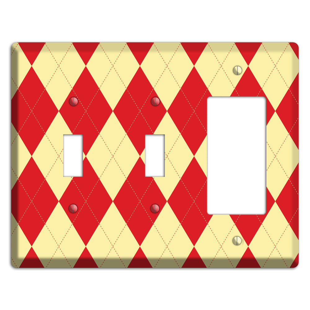 Orange and Yellow Argyle 2 Toggle / Rocker Wallplate