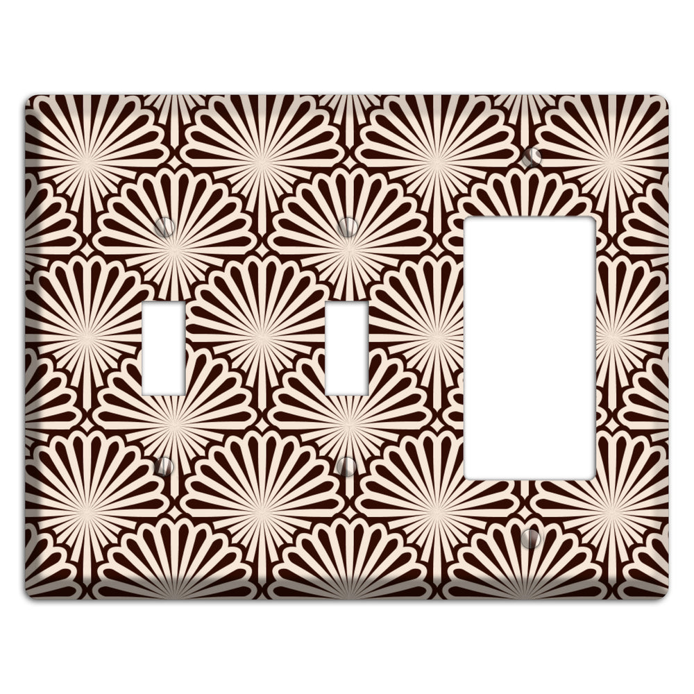 Black and White Deco Scallop Fans 2 Toggle / Rocker Wallplate