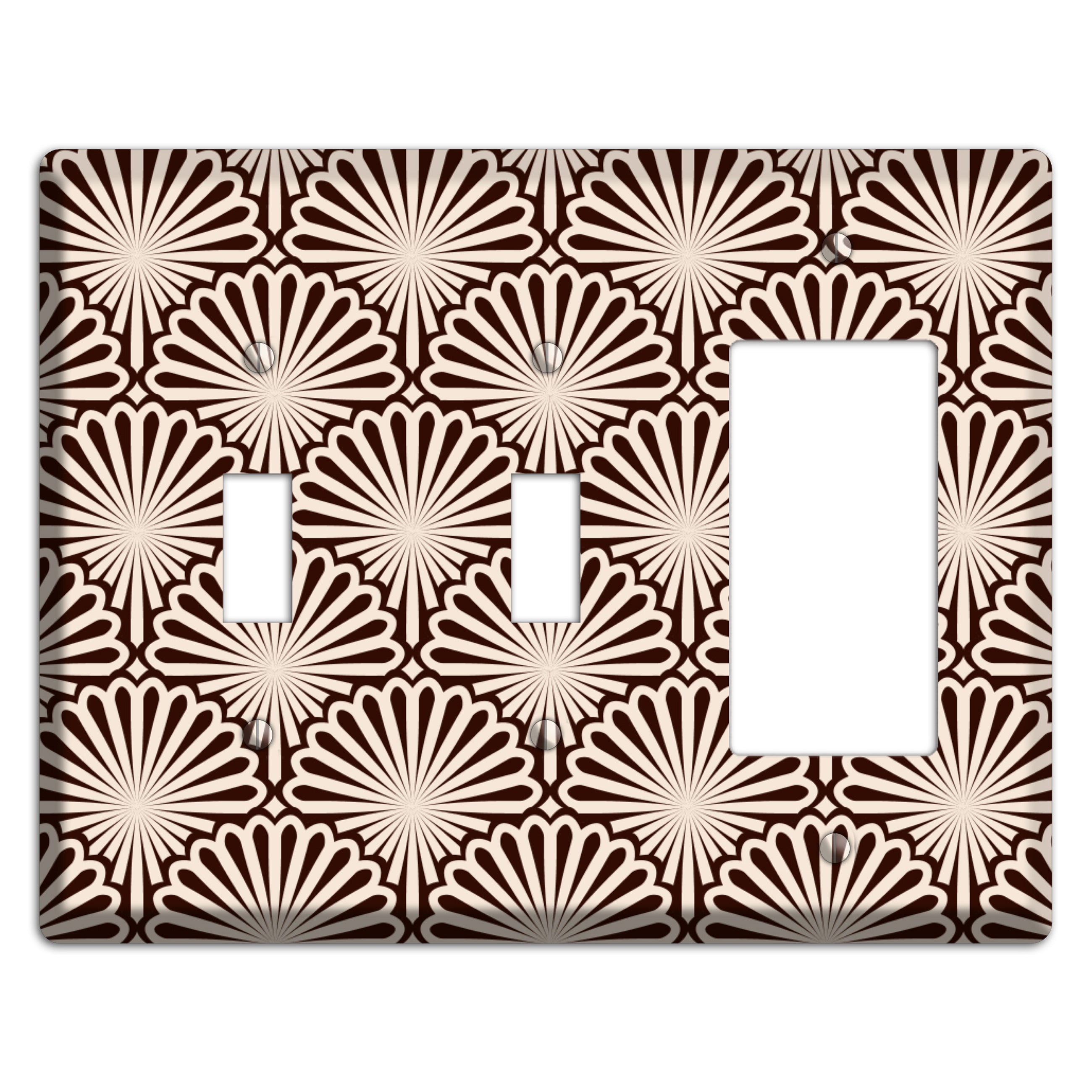 Black and White Deco Scallop Fans 2 Toggle / Rocker Wallplate