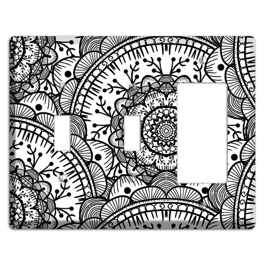 Mandala Black and White Style Q Cover Plates 2 Toggle / Rocker Wallplate