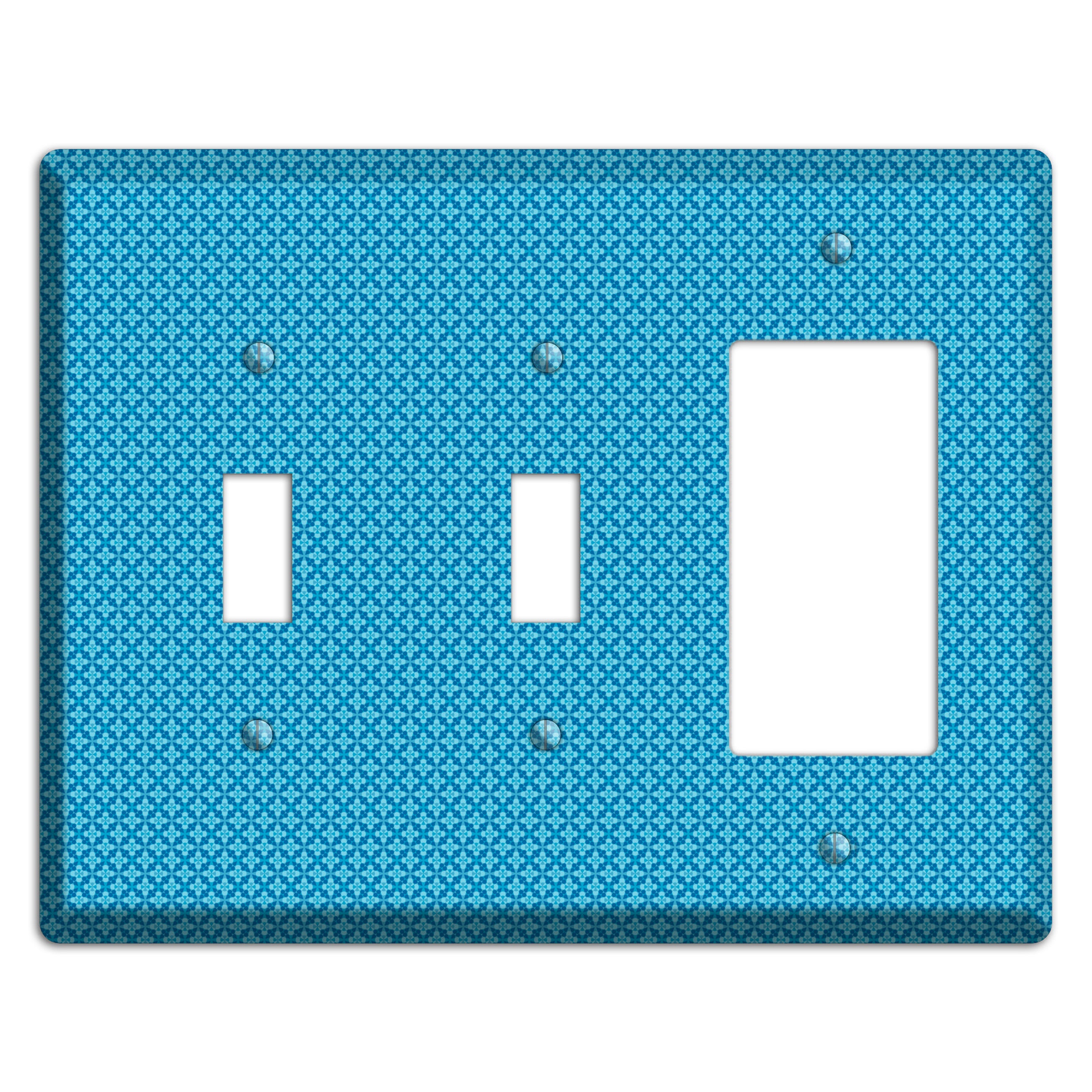 Multi Blue Checkered Quatrefoil 2 Toggle / Rocker Wallplate