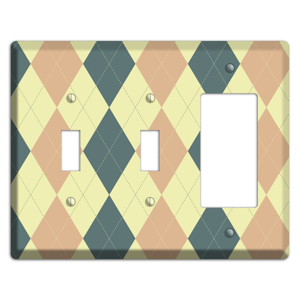 Yellow and Beige Argyle 2 Toggle / Rocker Wallplate