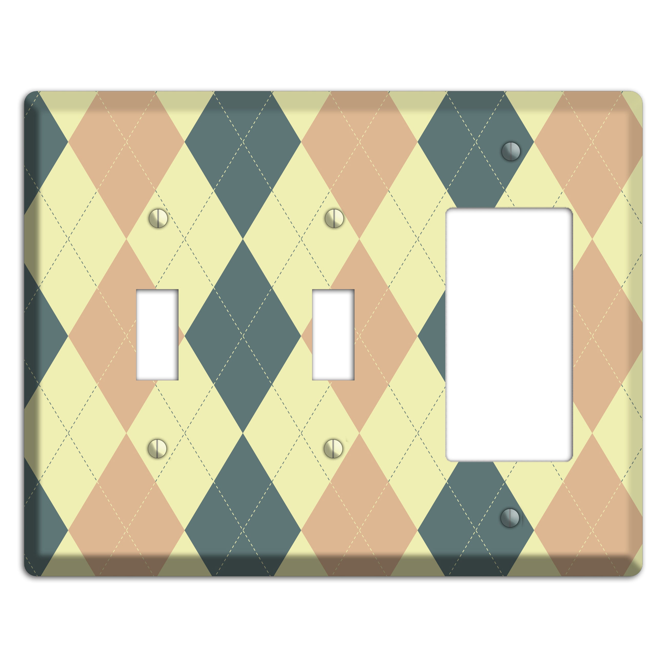 Yellow and Beige Argyle 2 Toggle / Rocker Wallplate