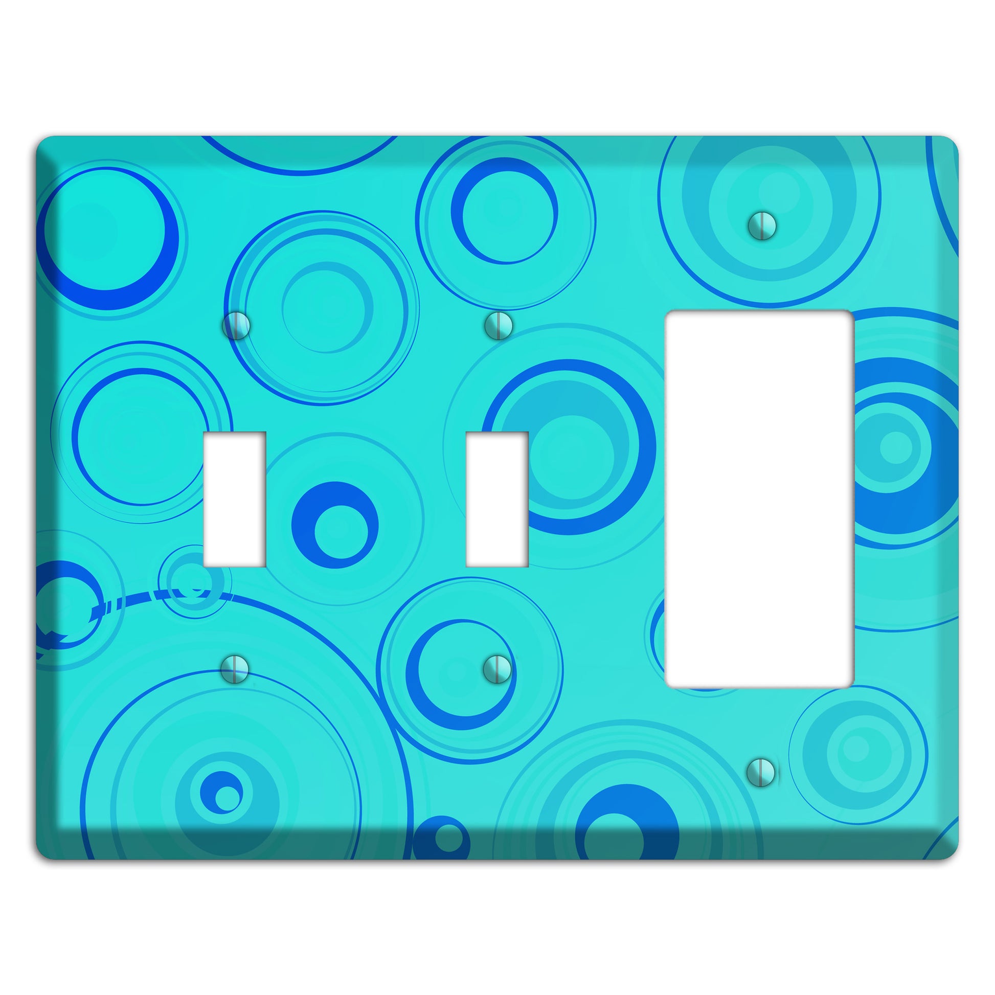 Turquoise Circles 2 Toggle / Rocker Wallplate