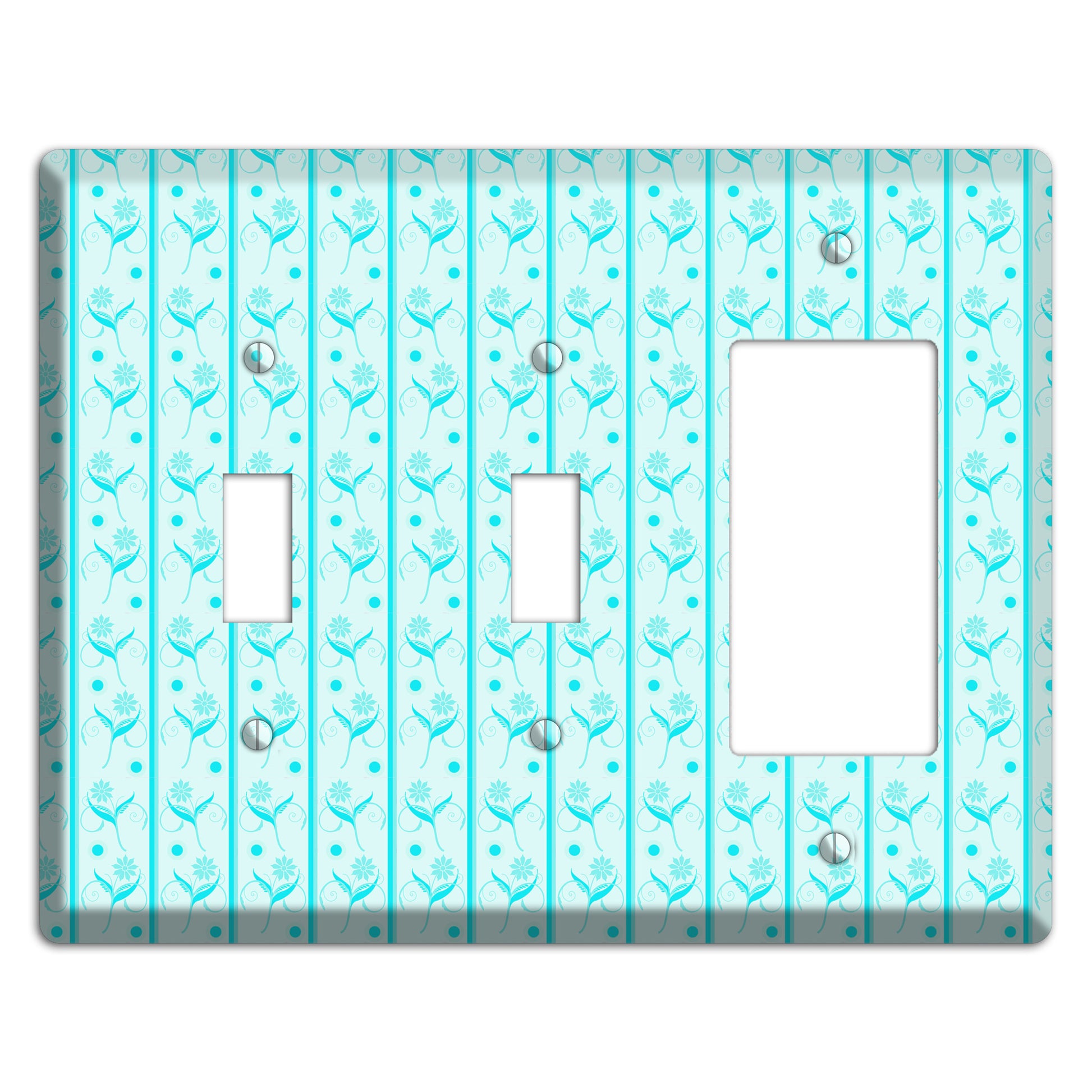 Teal Floral Pattern 2 Toggle / Rocker Wallplate