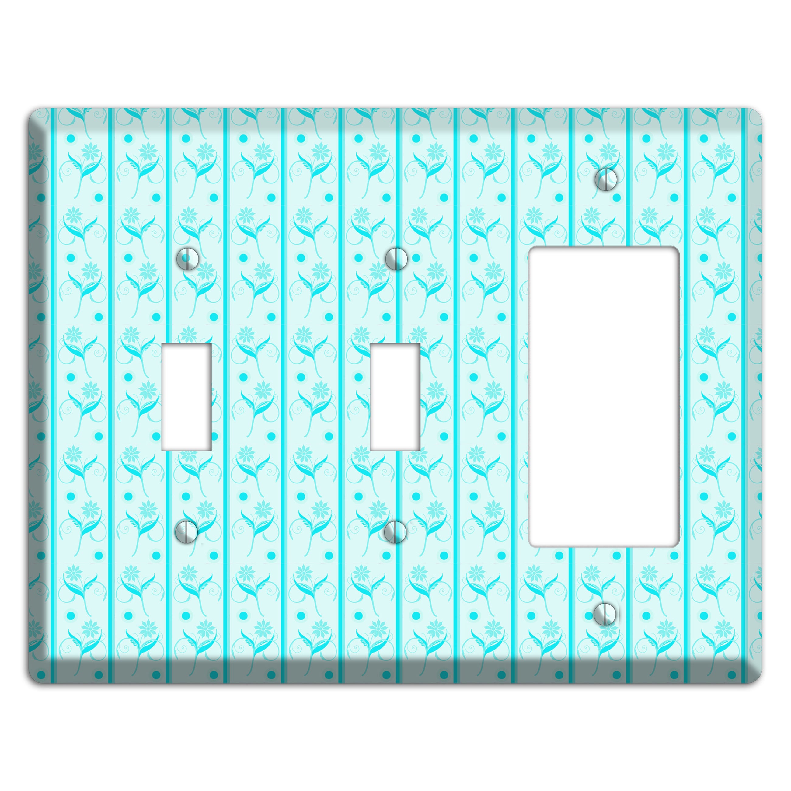 Teal Floral Pattern 2 Toggle / Rocker Wallplate