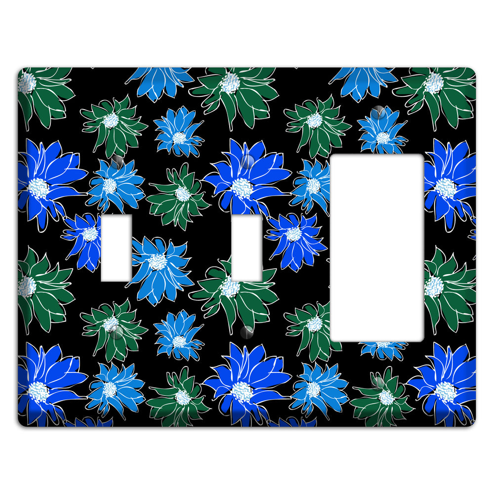 Blue and Green Flowers 2 Toggle / Rocker Wallplate