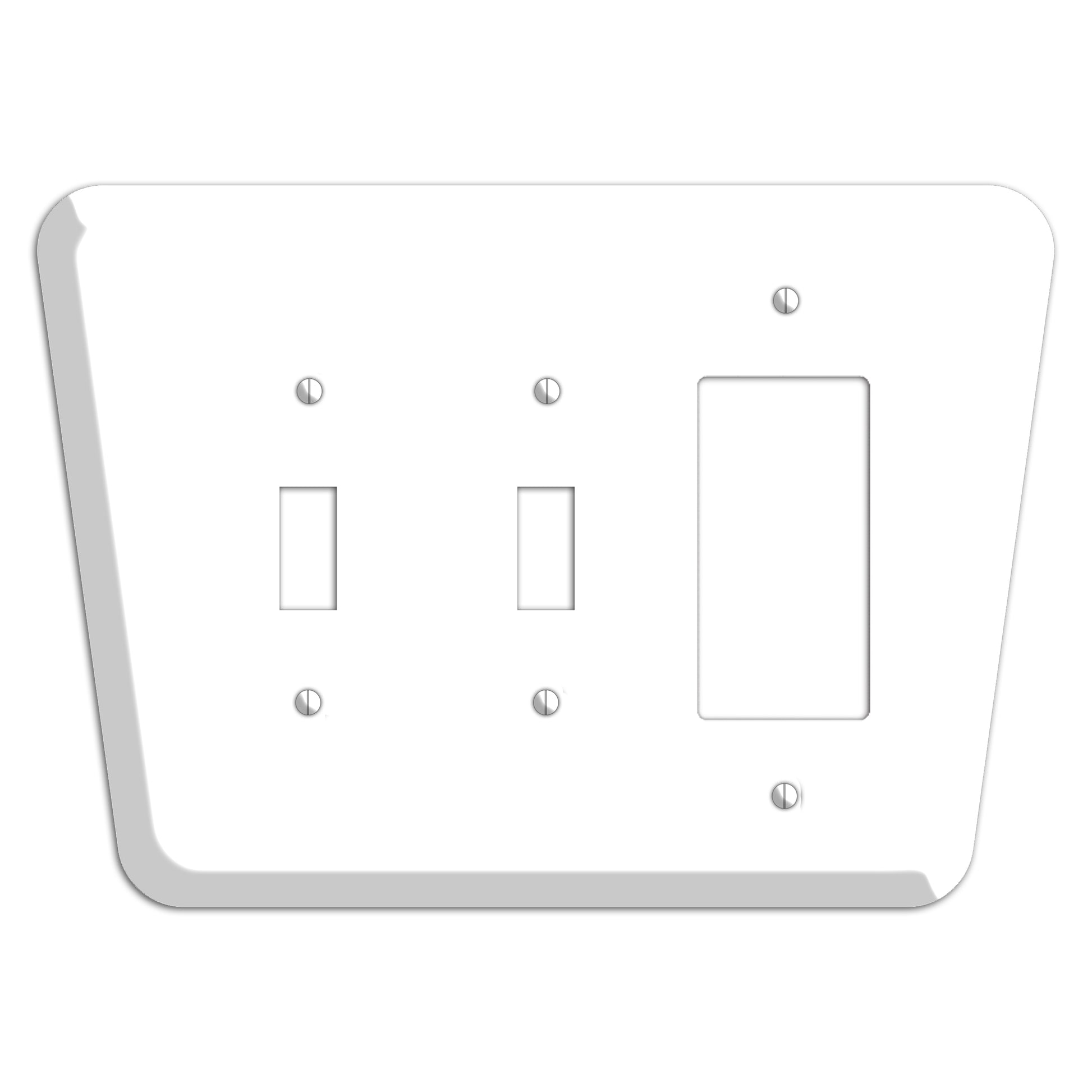 White Mid-Century 2 Toggle / Rocker Wallplate