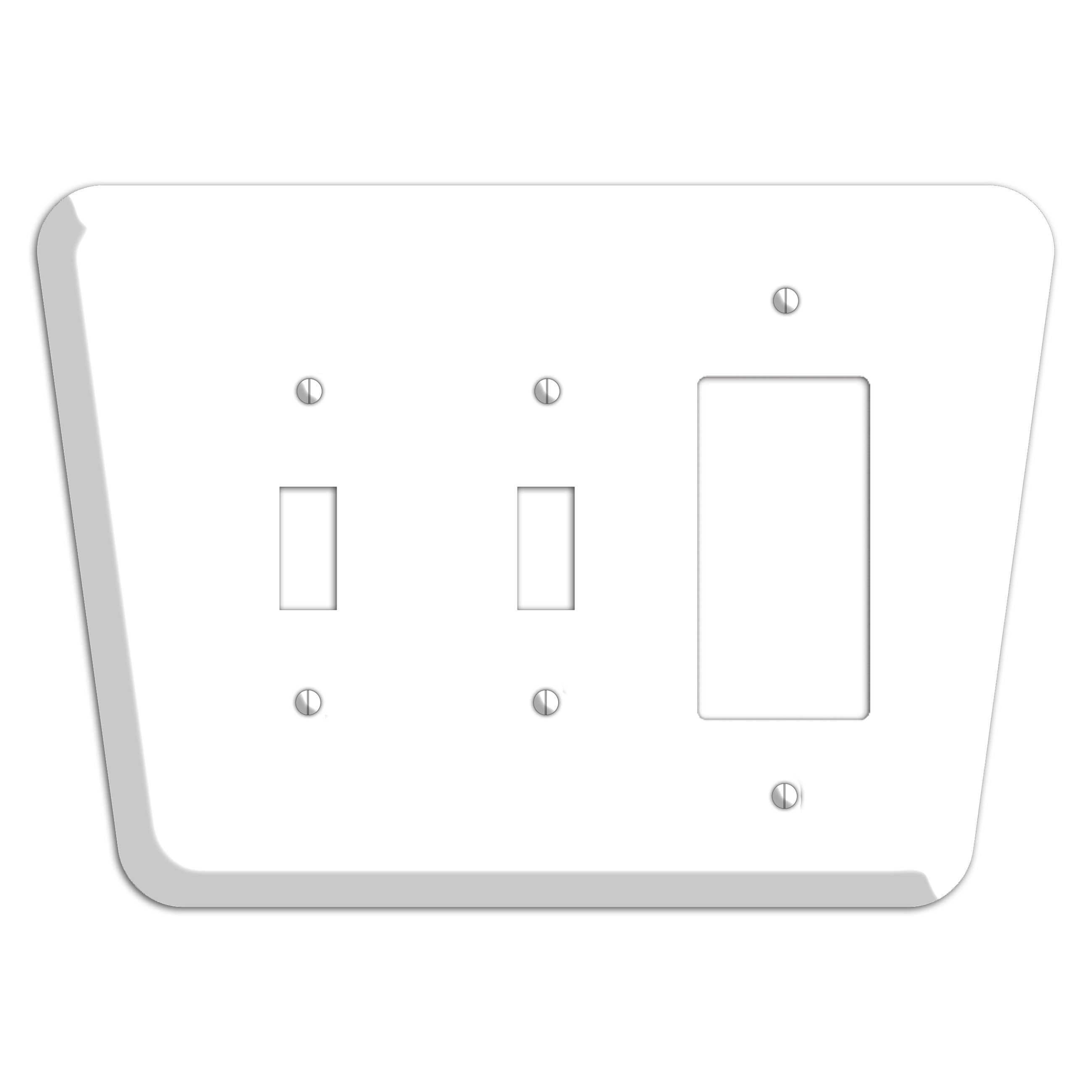 White Mid-Century 2 Toggle / Rocker Wallplate