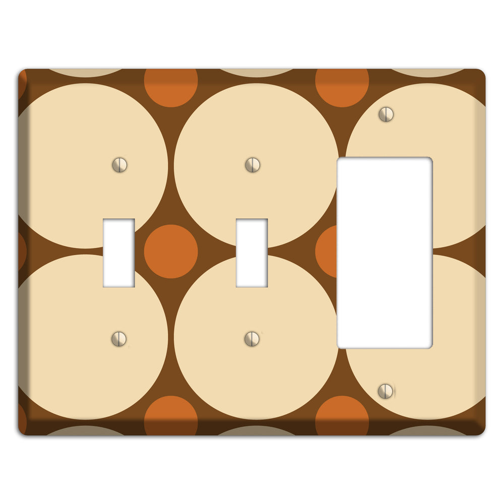 Brown with Beige and Umber Multi Tiled Large Dots 2 Toggle / Rocker Wallplate