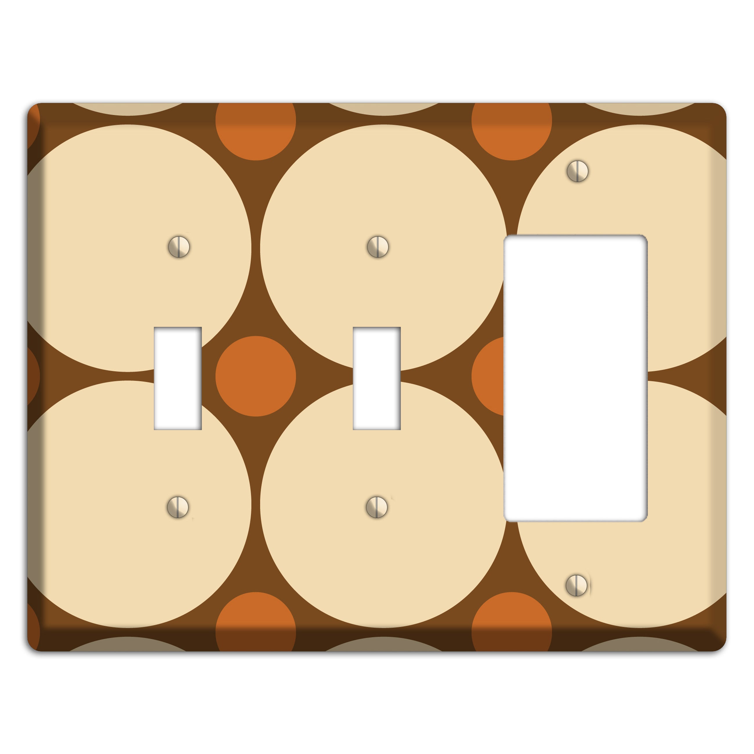Brown with Beige and Umber Multi Tiled Large Dots 2 Toggle / Rocker Wallplate