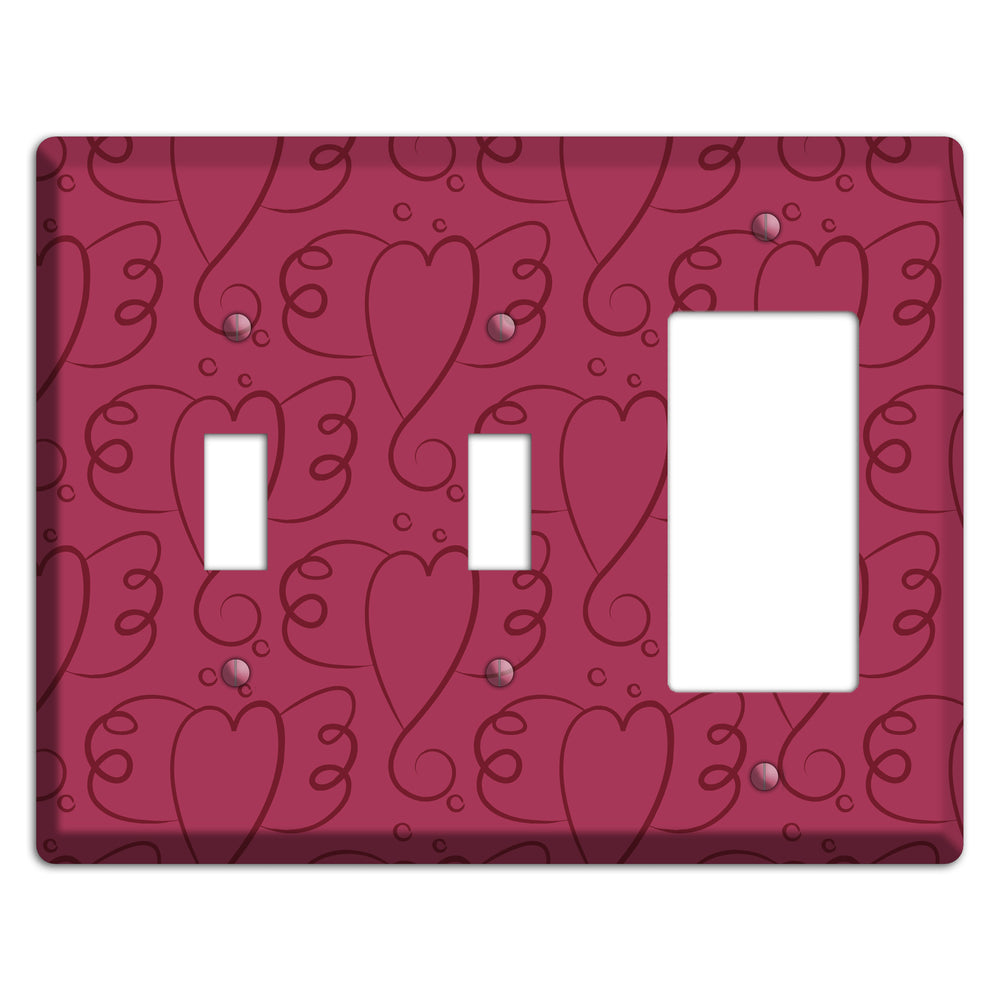 Fuschia Winged Hearts 2 Toggle / Rocker Wallplate