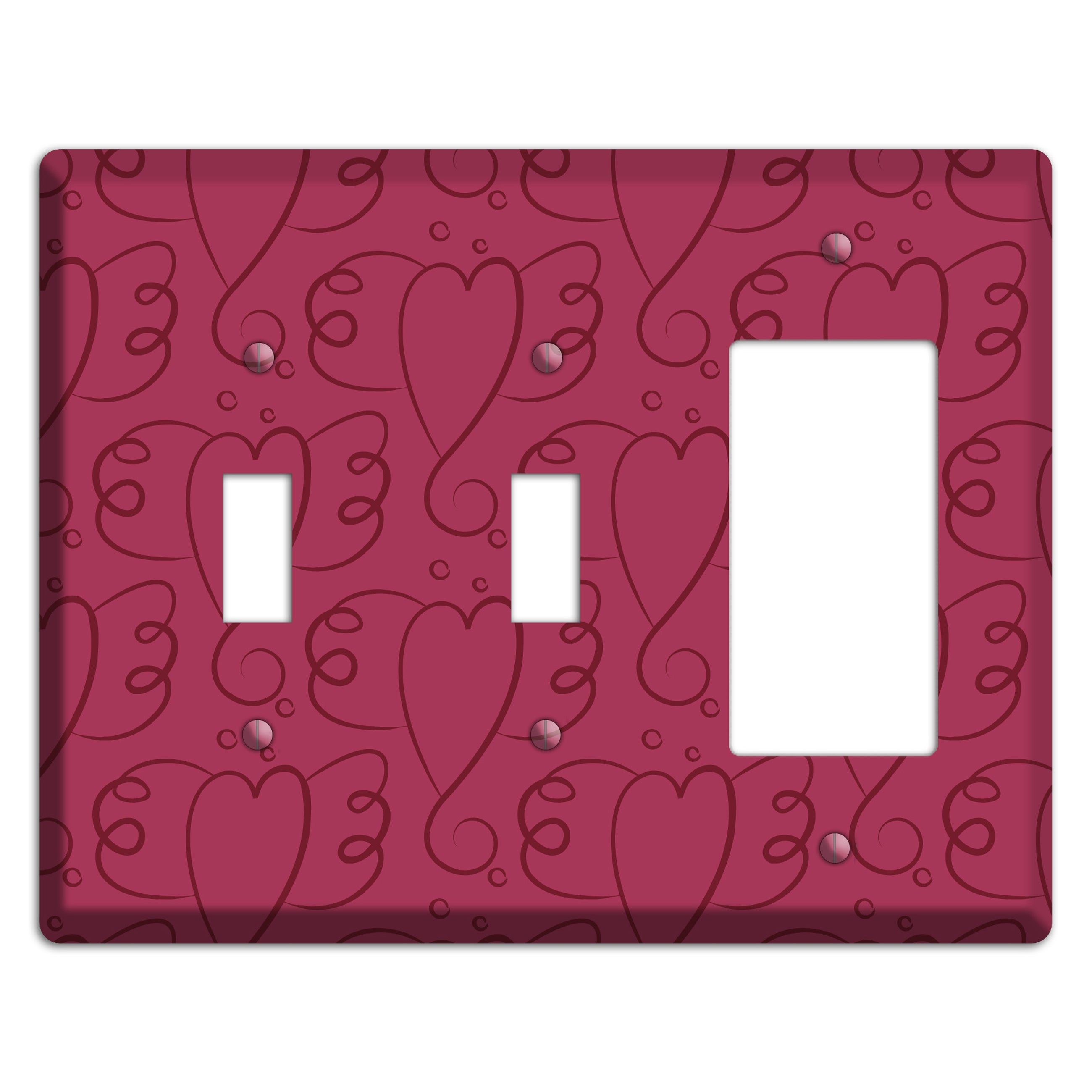 Fuschia Winged Hearts 2 Toggle / Rocker Wallplate