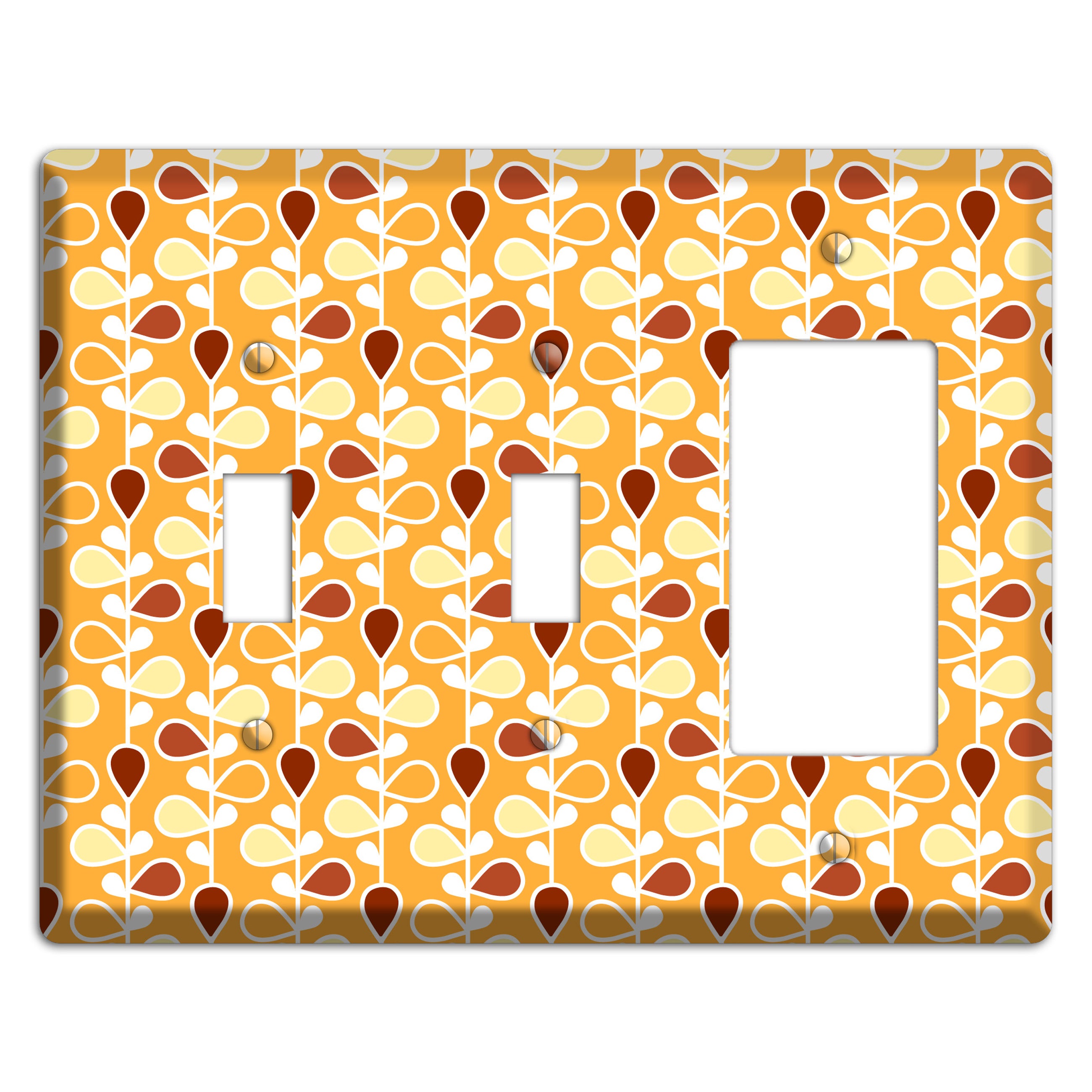 Orange with Yellow and Red Drop and Vine 2 Toggle / Rocker Wallplate