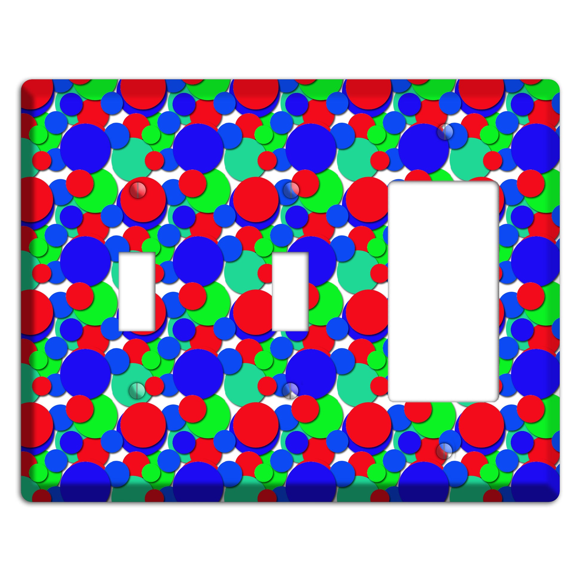 Red Blue Green Bubble Dots 2 Toggle / Rocker Wallplate