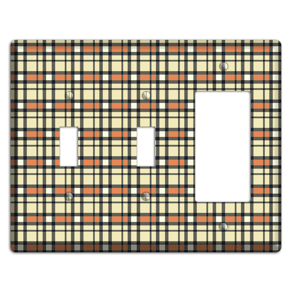 Beige and Brown Plaid 2 Toggle / Rocker Wallplate