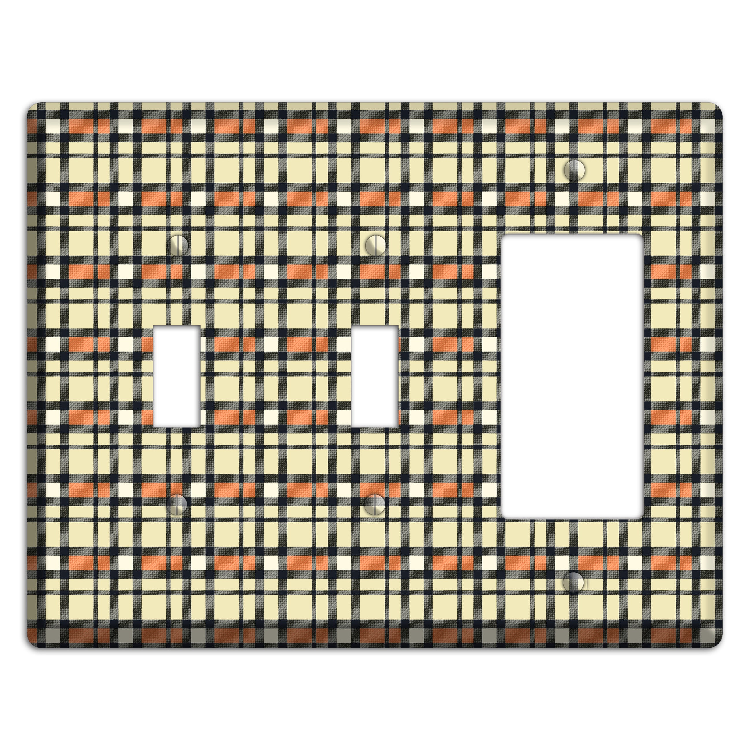 Beige and Brown Plaid 2 Toggle / Rocker Wallplate