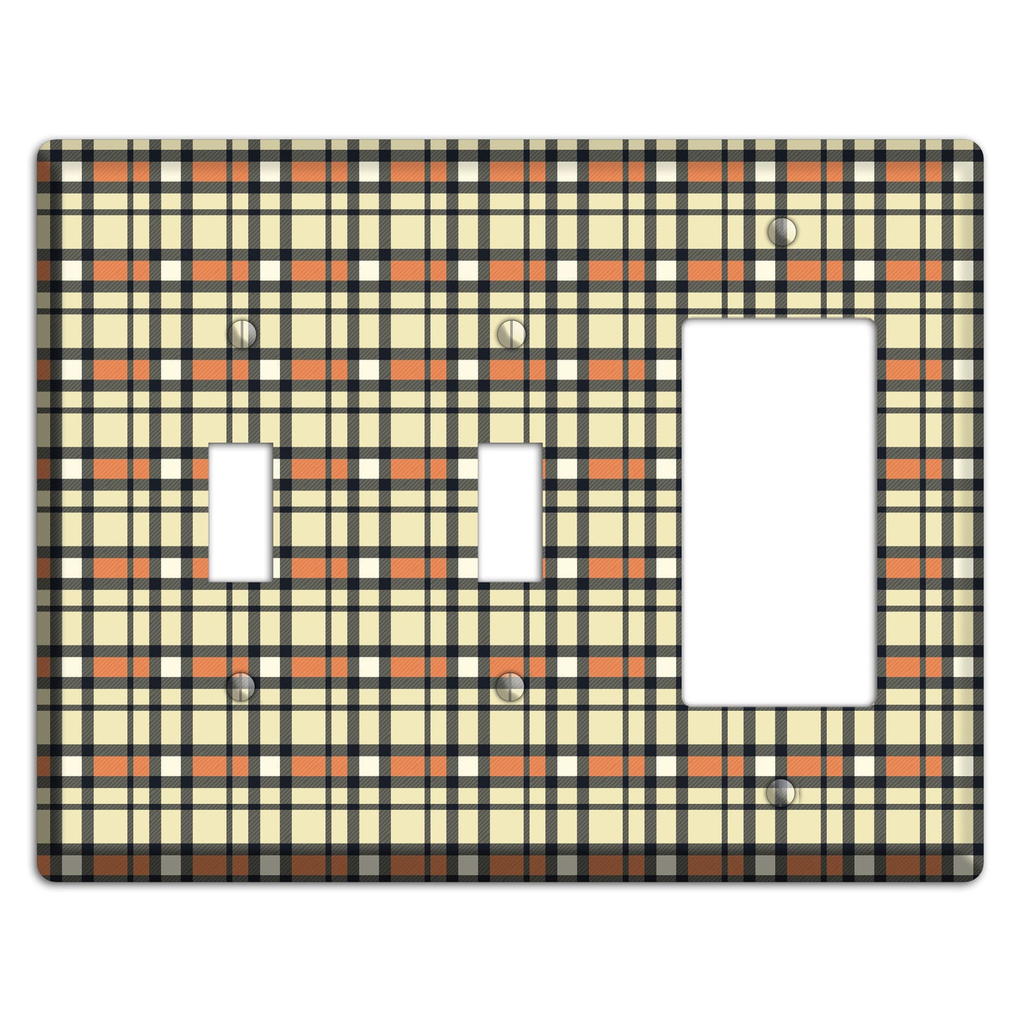 Beige and Brown Plaid 2 Toggle / Rocker Wallplate
