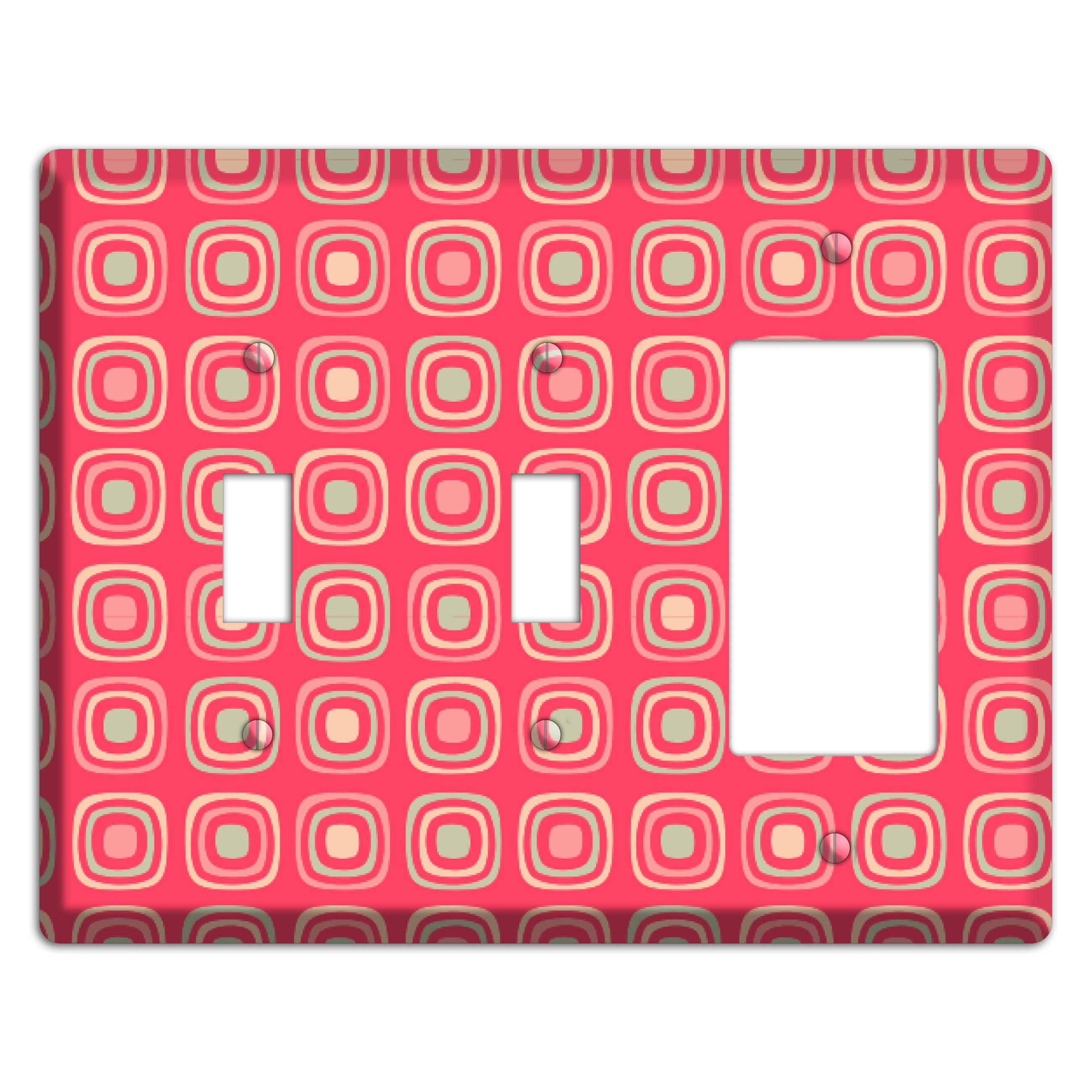 Multo Pink Retro Squares 2 Toggle / Rocker Wallplate