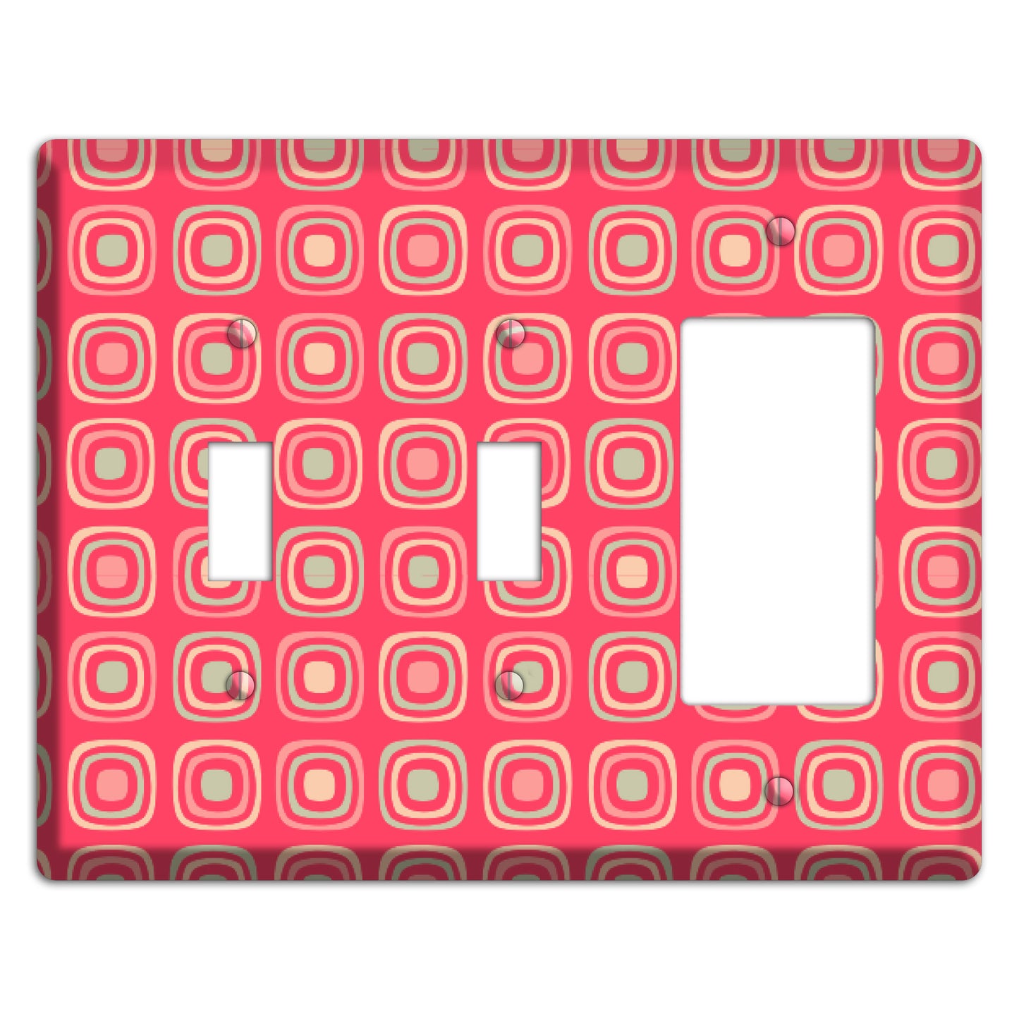 Multo Pink Retro Squares 2 Toggle / Rocker Wallplate