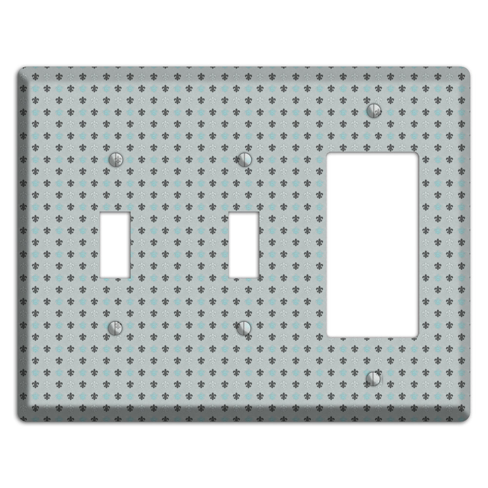Dusty Blue with Fleur de Lis 2 Toggle / Rocker Wallplate