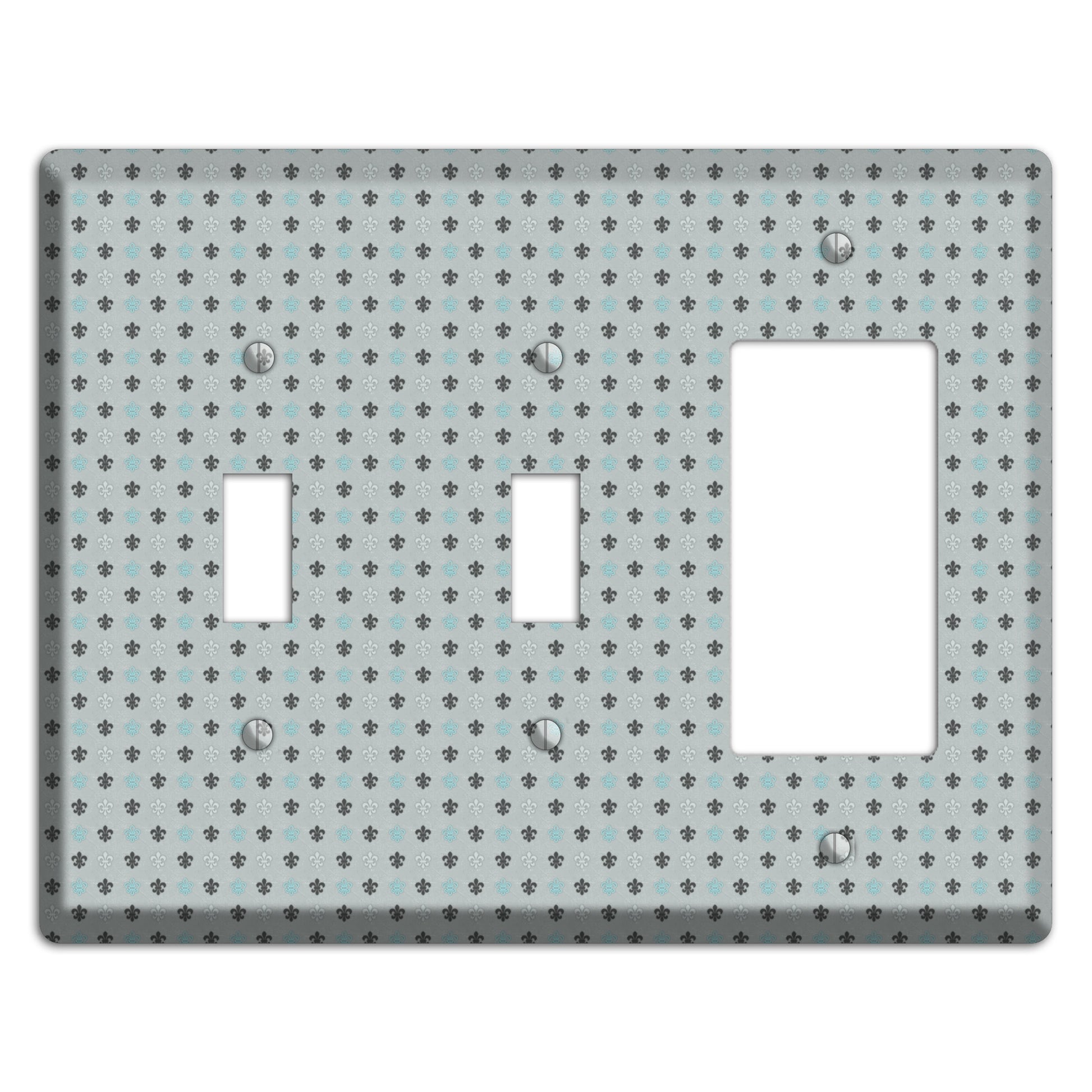 Dusty Blue with Fleur de Lis 2 Toggle / Rocker Wallplate