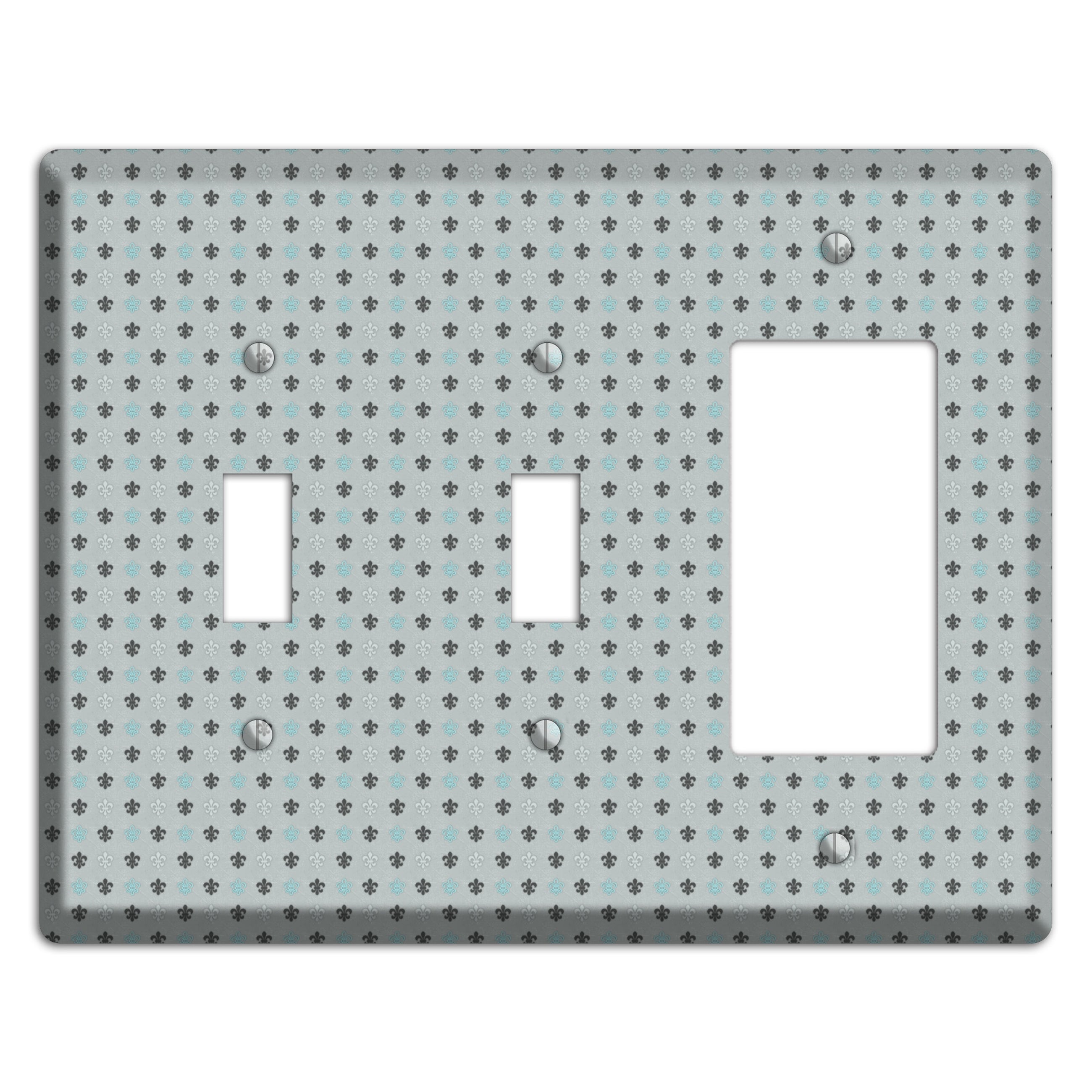 Dusty Blue with Fleur de Lis 2 Toggle / Rocker Wallplate