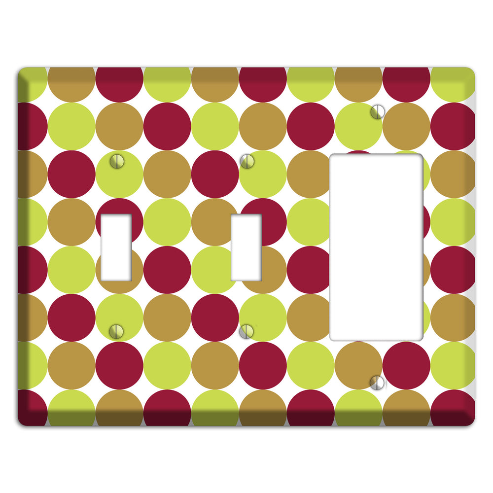 Lime Brown Maroon Tiled Dots 2 Toggle / Rocker Wallplate