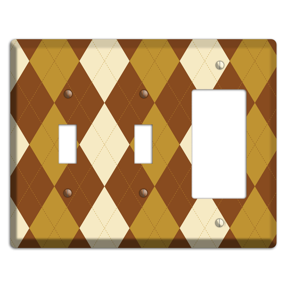 Multi Brown Argyle 2 Toggle / Rocker Wallplate