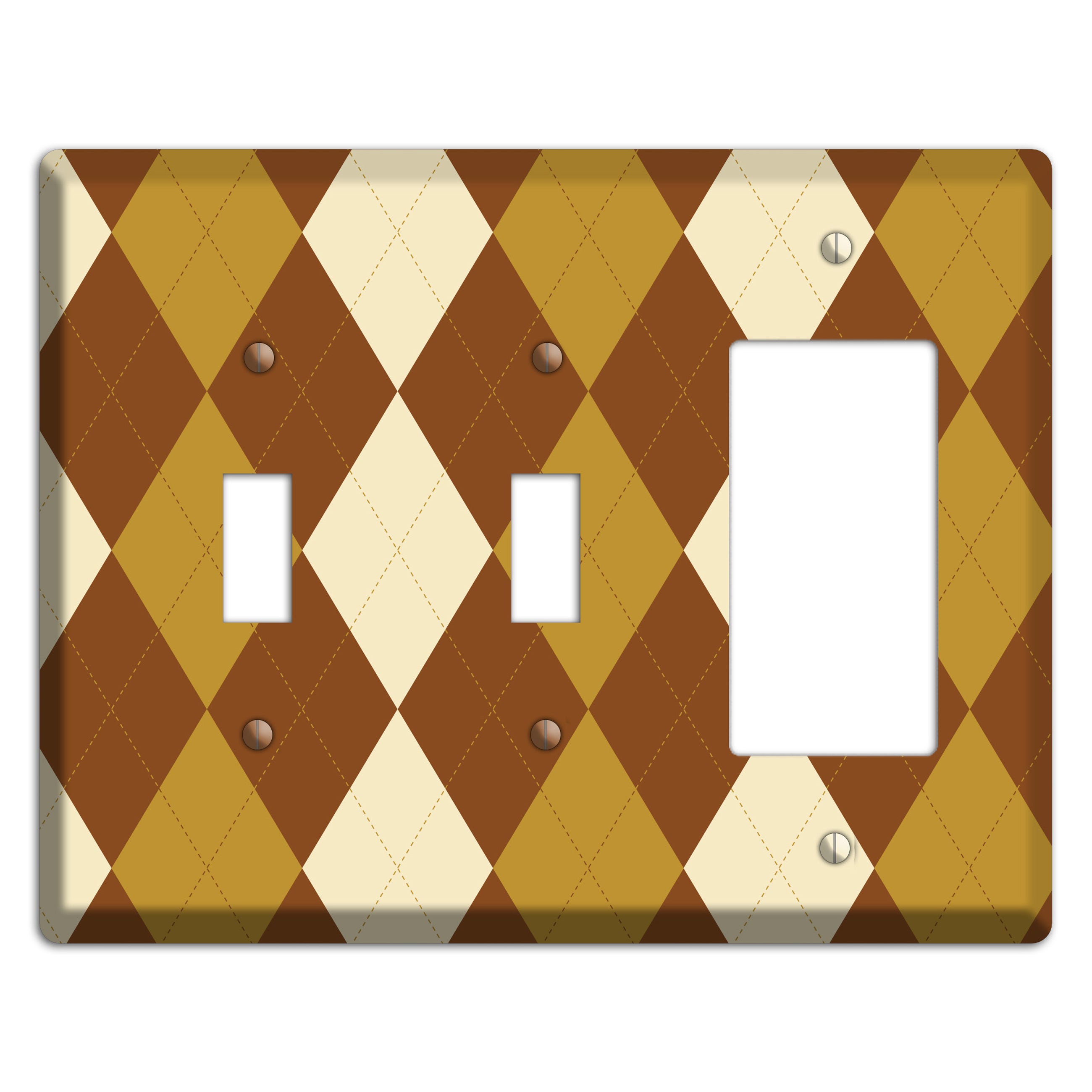 Multi Brown Argyle 2 Toggle / Rocker Wallplate