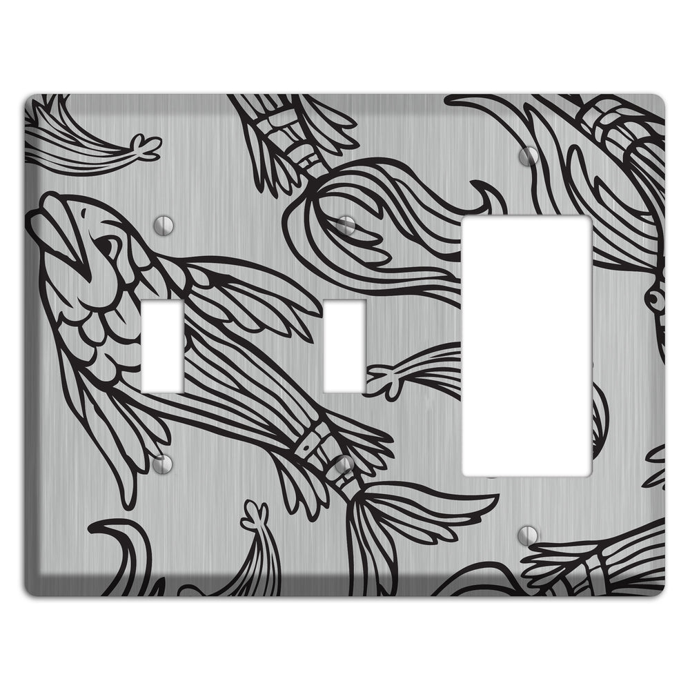 Black Koi Stainless Steel 2 Toggle / Rocker Wallplate