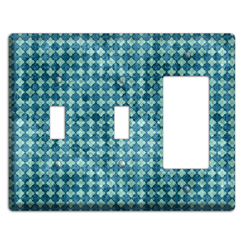 Turquoise Grunge Diamond 2 2 Toggle / Rocker Wallplate