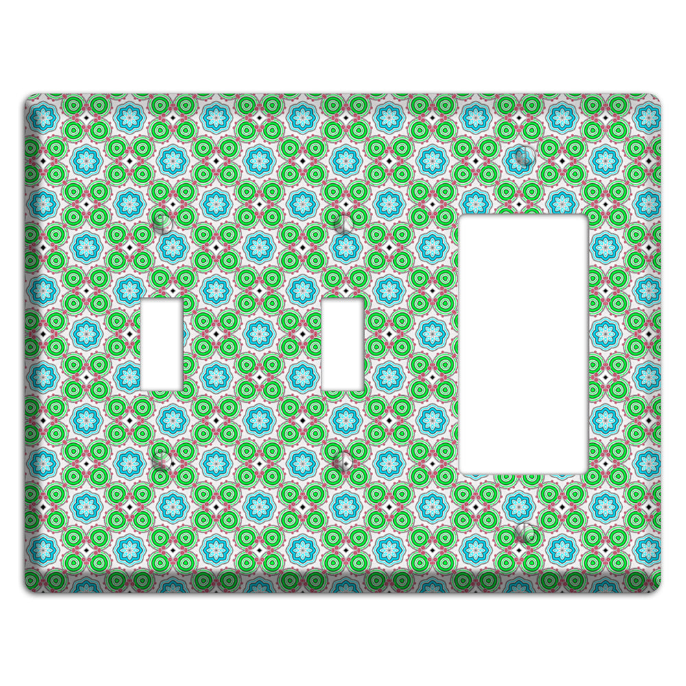 Green and Blue Foulard 2 Toggle / Rocker Wallplate