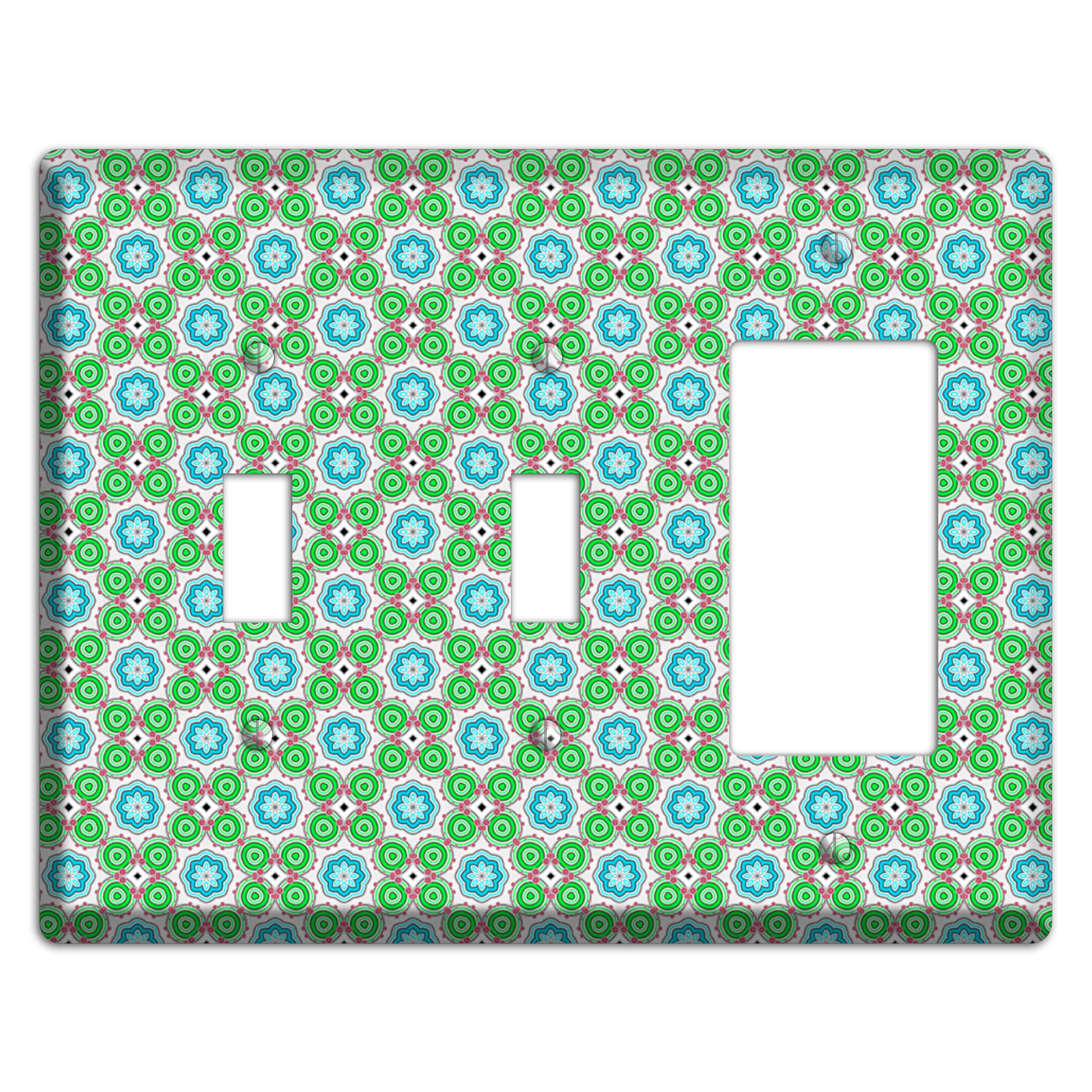 Green and Blue Foulard 2 Toggle / Rocker Wallplate