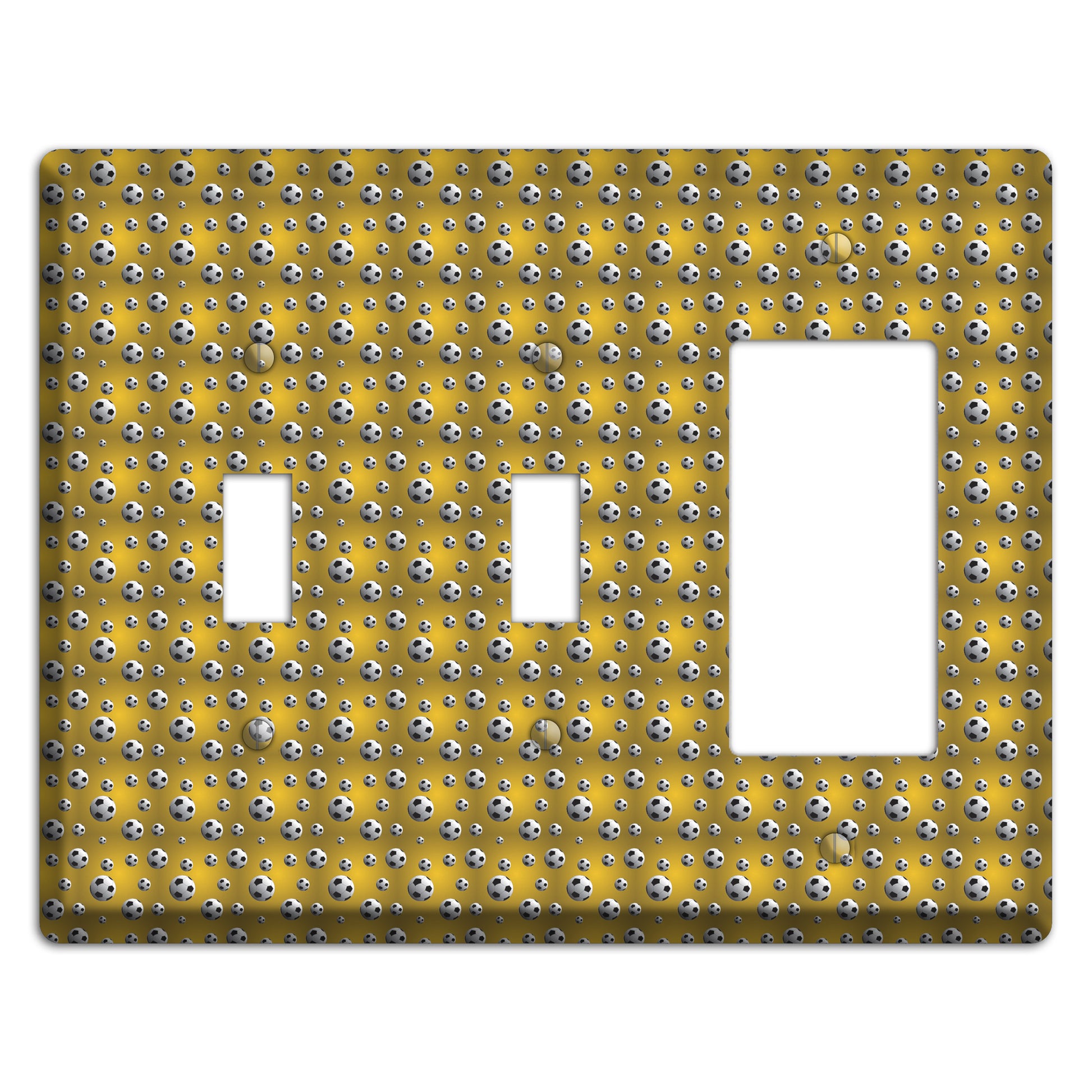 Yellow with Soccer Balls 2 Toggle / Rocker Wallplate