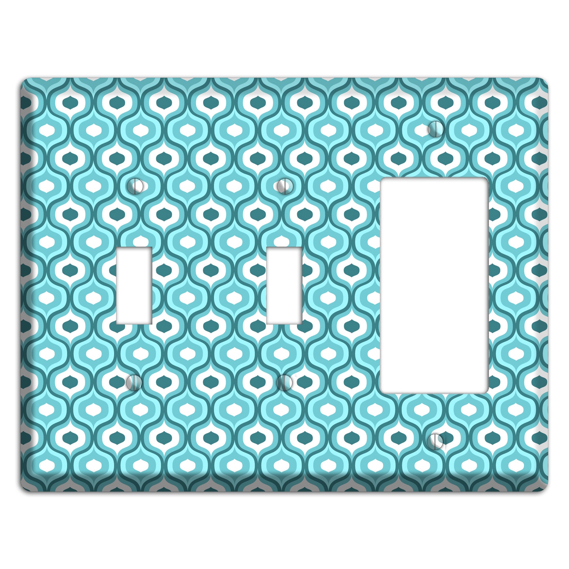 Multi Turquoise Double Scallop 2 2 Toggle / Rocker Wallplate
