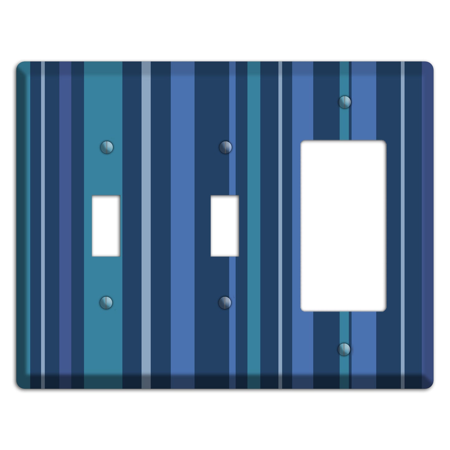 Multi Blue Vertical Stripes 2 Toggle / Rocker Wallplate