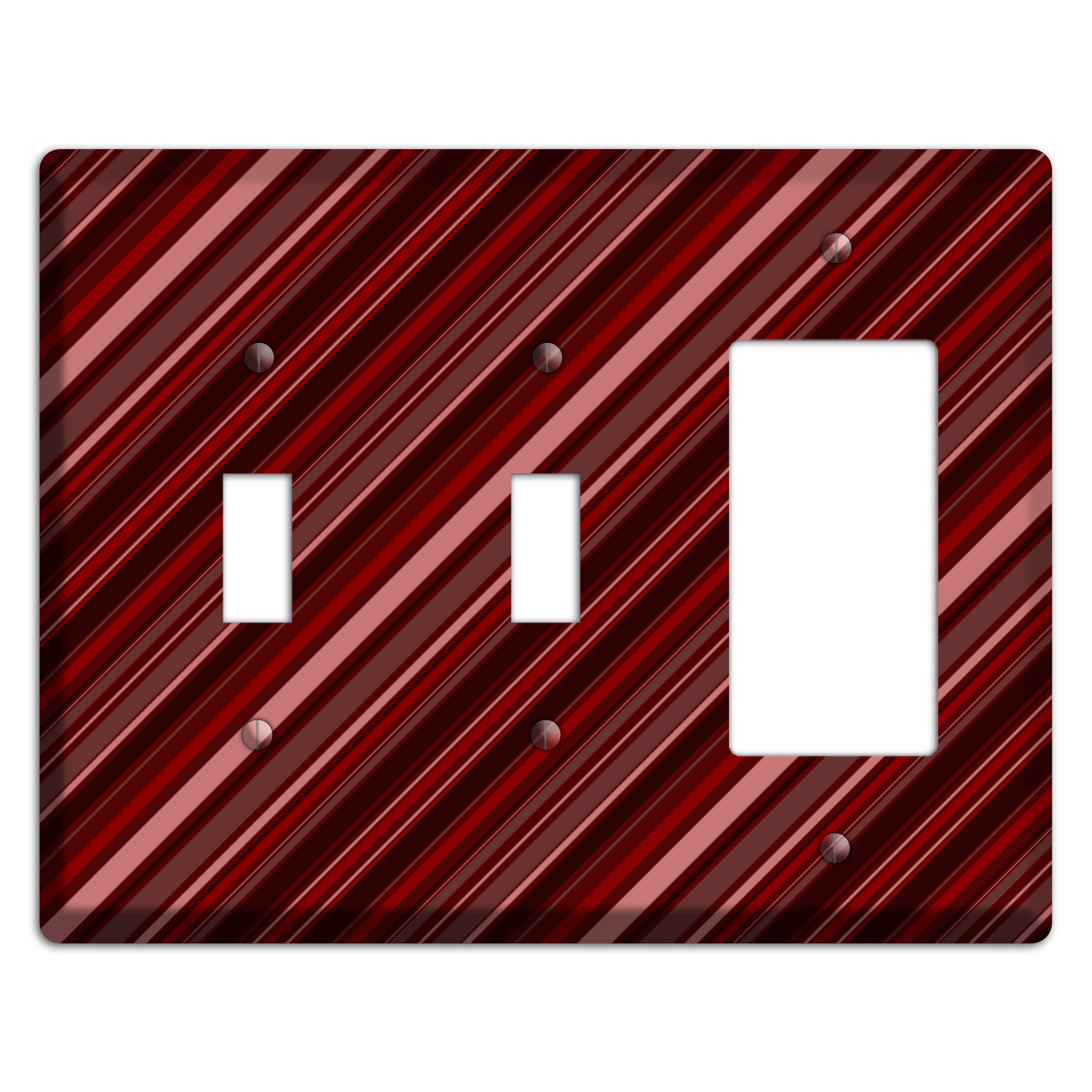 Burgundy Multi Angled Stripes 2 2 Toggle / Rocker Wallplate
