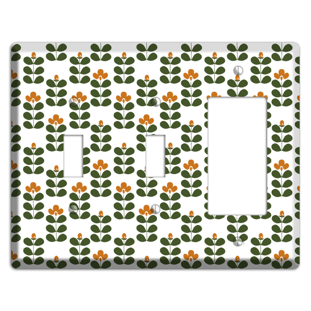 Umber Deco Floral Half Drop 2 Toggle / Rocker Wallplate
