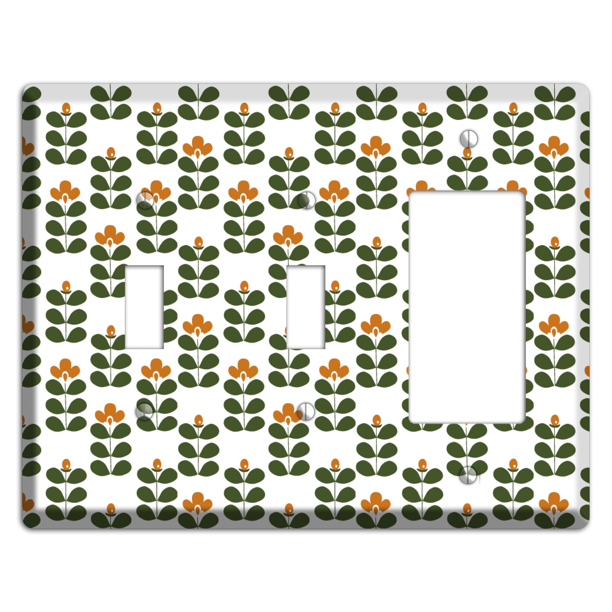 Umber Deco Floral Half Drop 2 Toggle / Rocker Wallplate