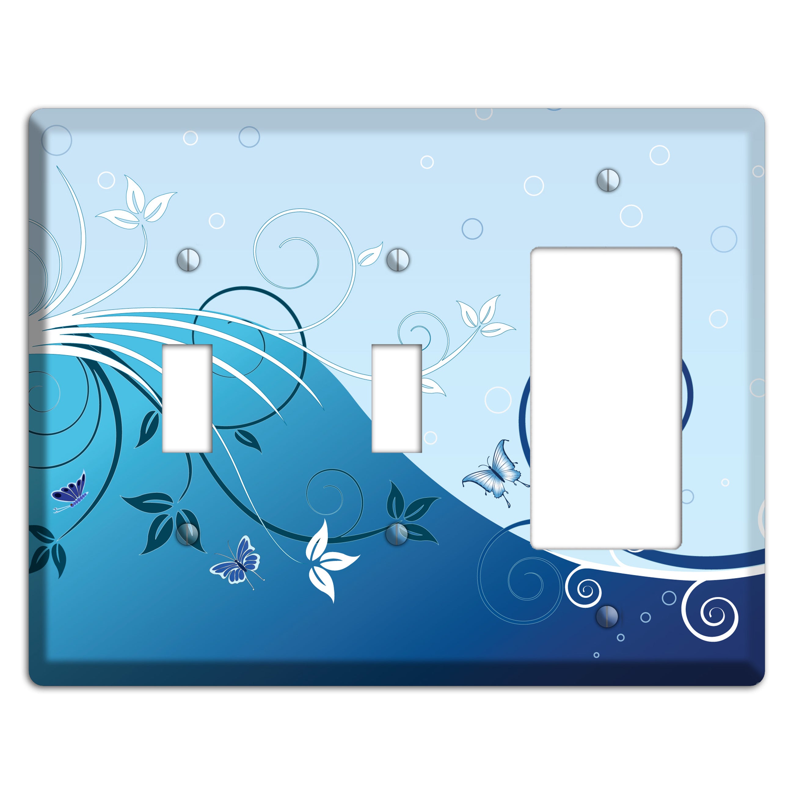 Blue Floral Sprig 2 Toggle / Rocker Wallplate