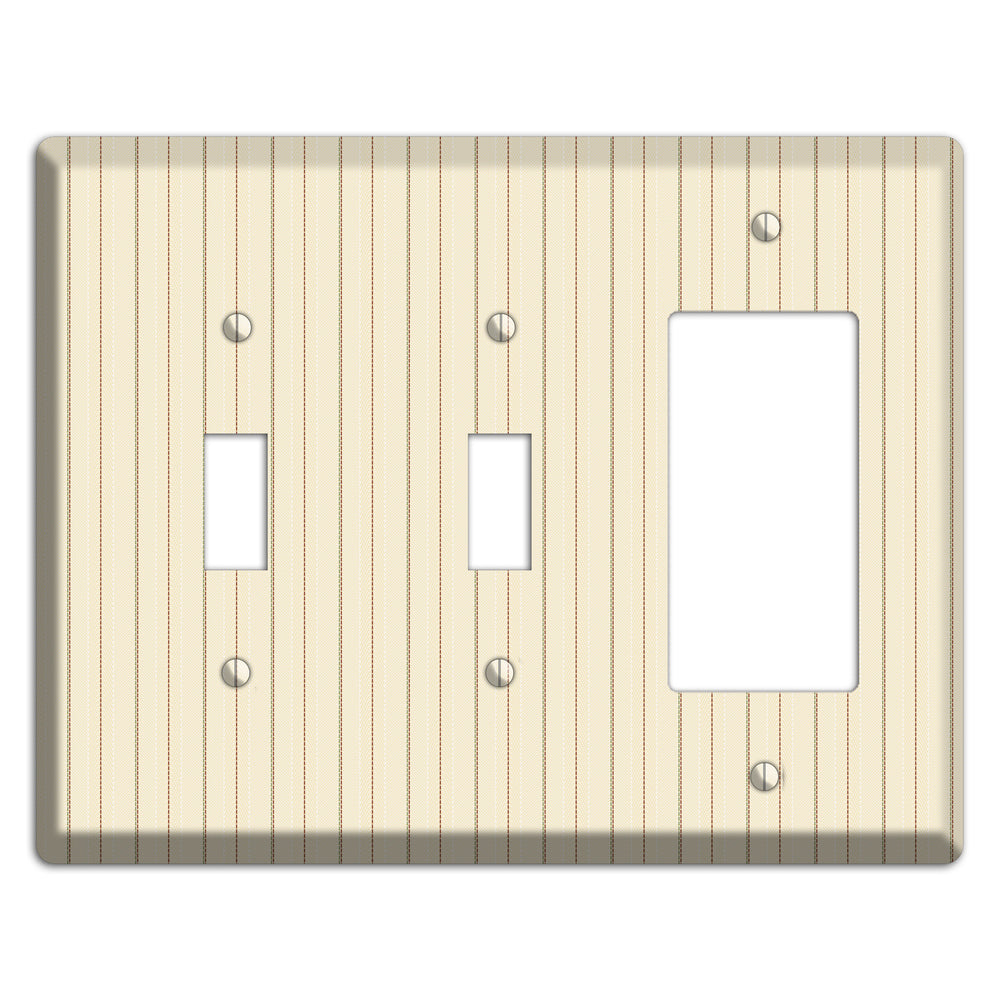 Off White Pinstripe 2 Toggle / Rocker Wallplate