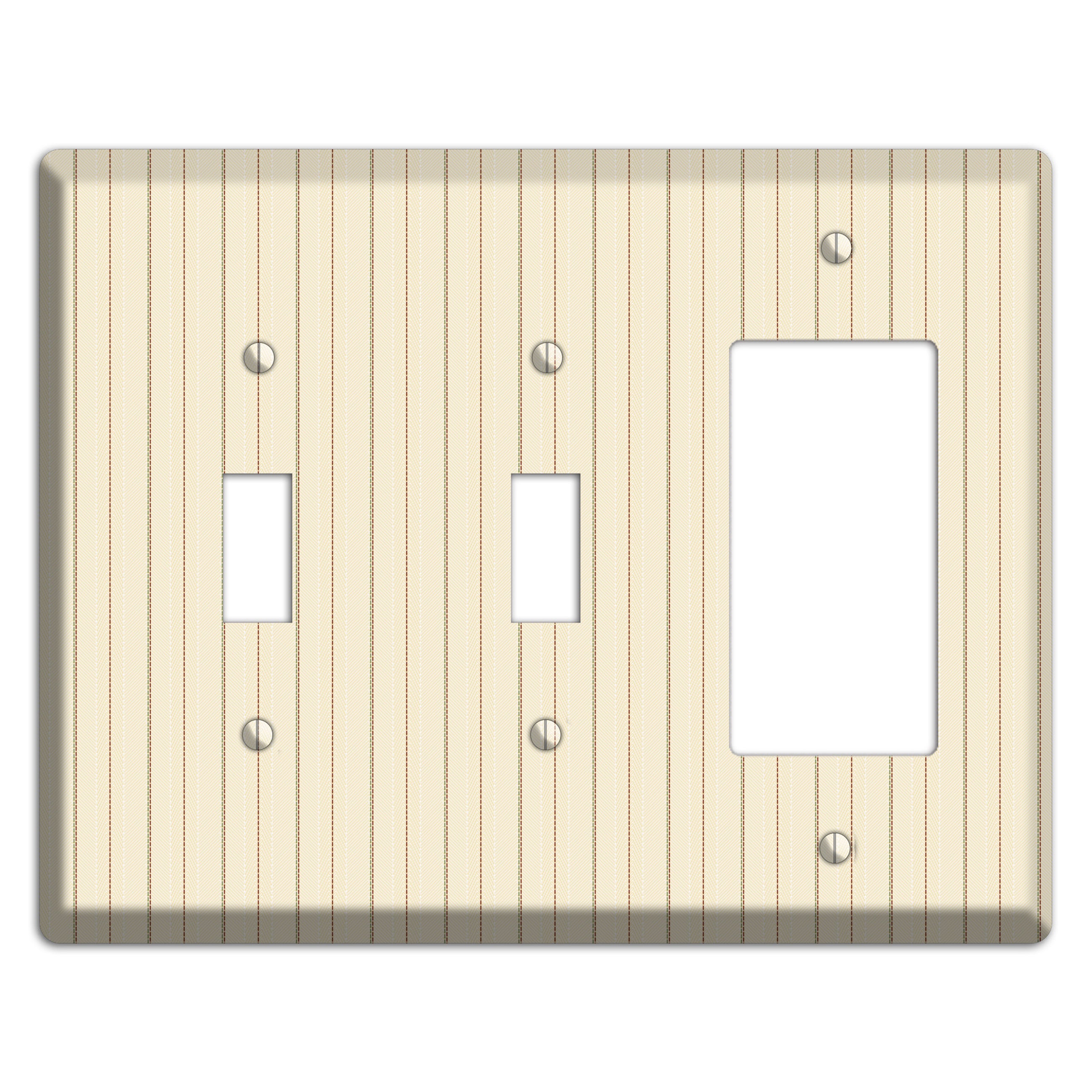 Off White Pinstripe 2 Toggle / Rocker Wallplate